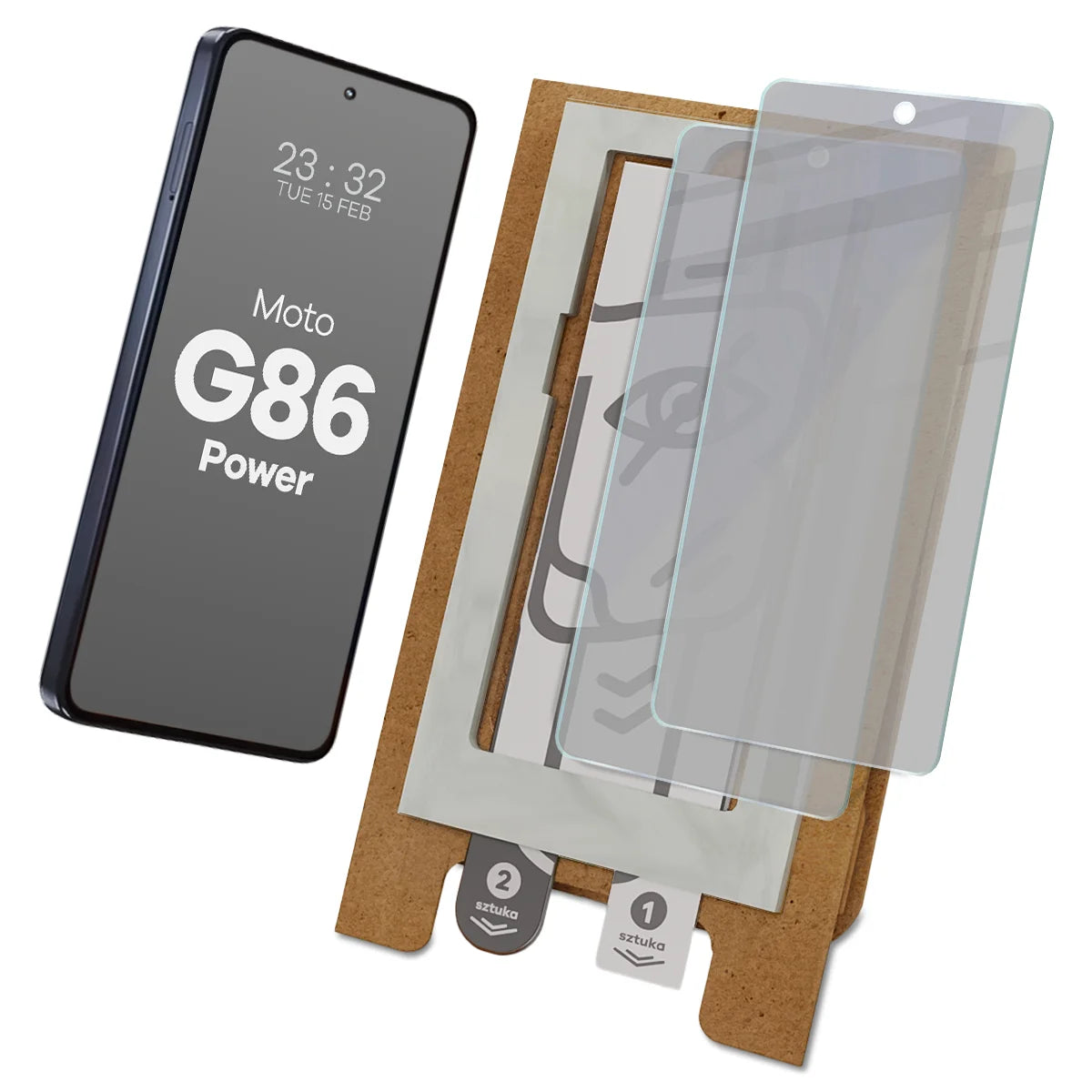 2x Hybridglas mit Sichtschutz mit dem umweltfreundlichen Applikator für Motorola Moto G86 Power 5G, Bizon Eplikator Hybrid Shadow (1/5)