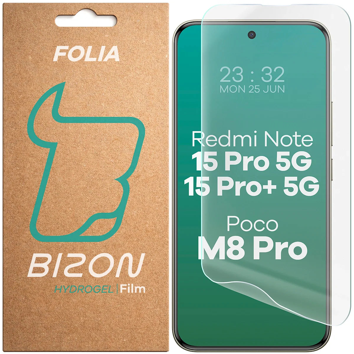 Hydrogel Folie für den Bildschirm für Xiaomi Redmi Note 15 Pro 5G / 15 Pro Plus 5G / POCO M8 Pro 5G, Bizon Film Hydrogel Front, 1 Stück