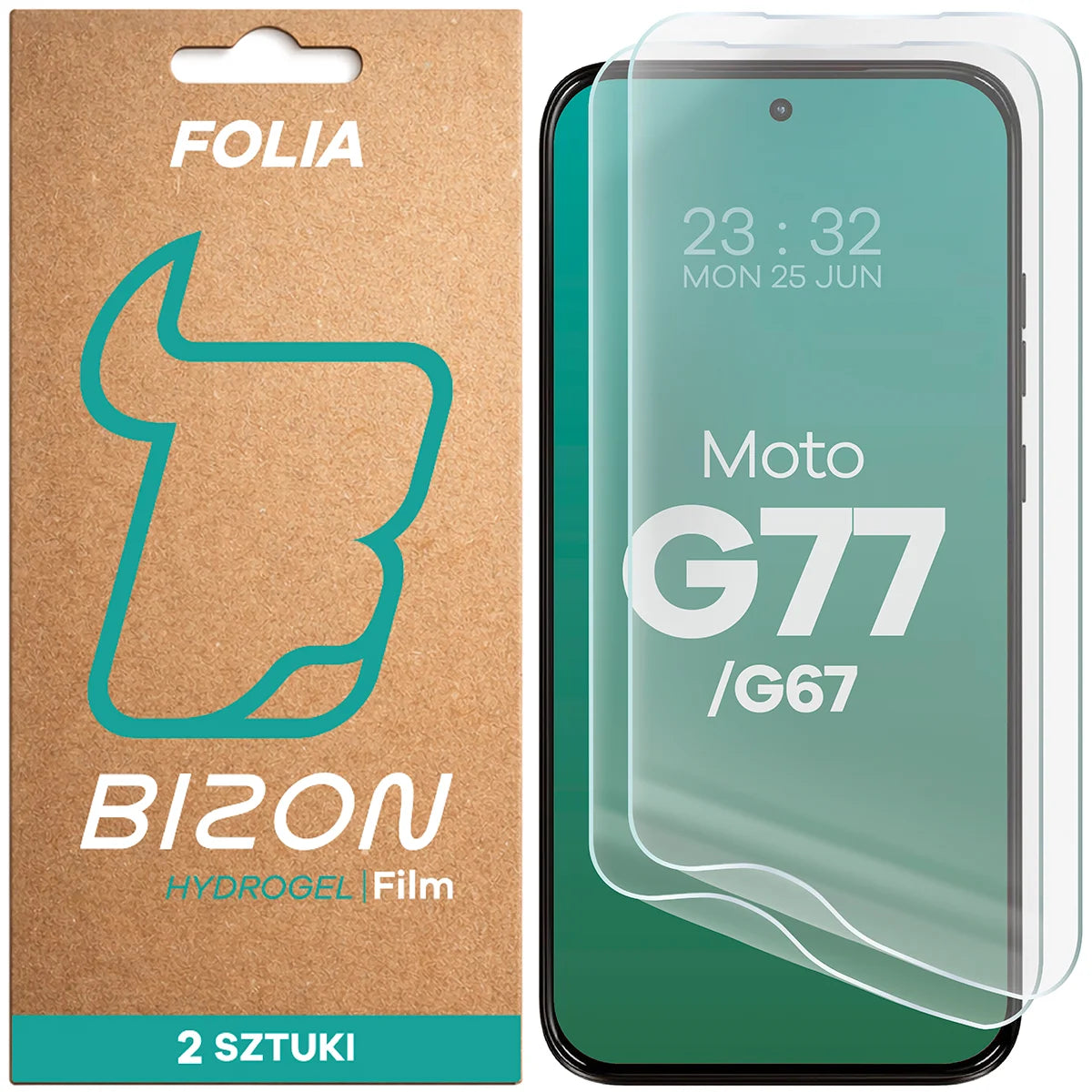 Hydrogel Folie für den Bildschirm für Motorola Moto G67 5G / G77 5G, Bizon Film Hydrogel Front Duo, 2 Stück