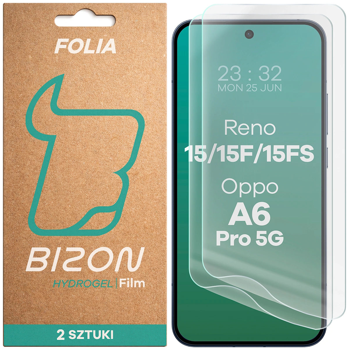 Hydrogel Folie für den Bildschirm für Oppo Reno 15 / 15 F / 15 FS / A6 Pro 5G, Bizon Film Hydrogel Front Duo, 2 Stück