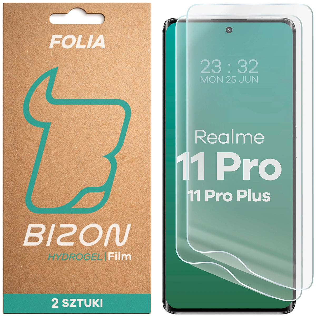 Hydrogel Folie für den Bildschirm Bizon Film Hydrogel Front Duo für Realme 11 Pro / 11 Pro +, 2 Stück