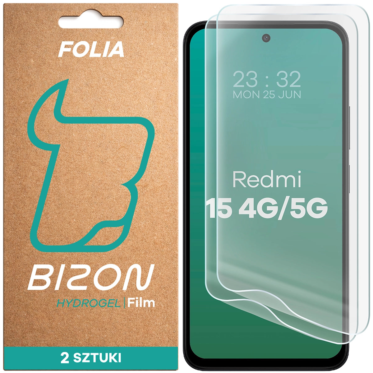 Hydrogel Folie für den Bildschirm für Xiaomi Redmi 15 4G / 5G, Bizon Film Hydrogel Front Duo, 2 Stück
