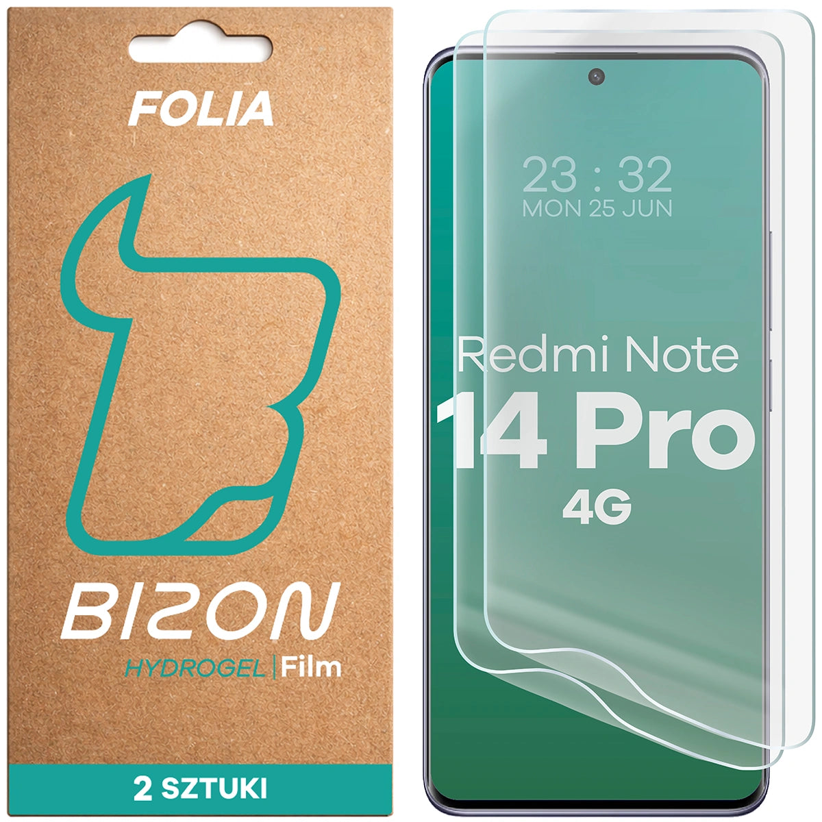 Hydrogel Folie für den Bildschirm für Xiaomi Redmi Note 14 Pro 4G, Bizon Film Hydrogel Front Duo, 2 Stück