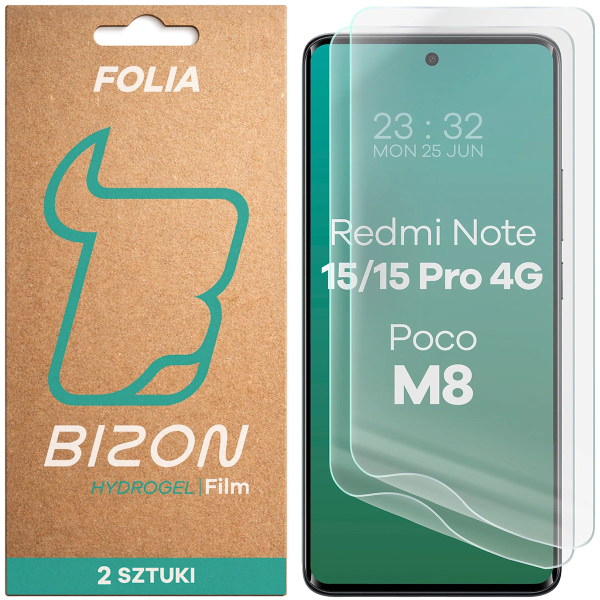 Hydrogel Folie für den Bildschirm für Xiaomi Redmi Note 15 / 15 Pro 4G / POCO M8 5G, Bizon Film Hydrogel Front Duo, 2 Stück