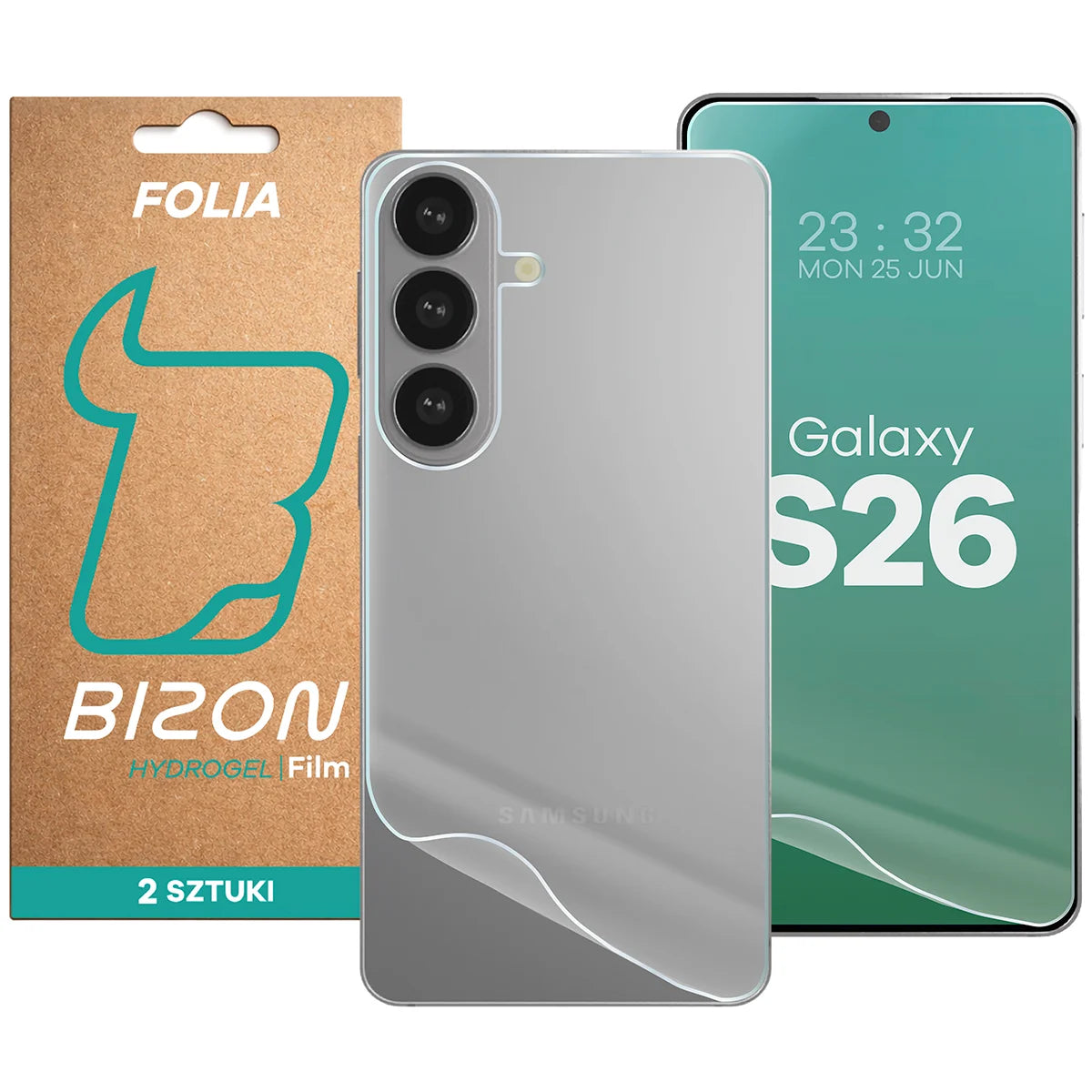 Hydrogel Folie für Display und Rückseite Bizon Film Hydrogel Pack für Galaxy S26, 2 Stück