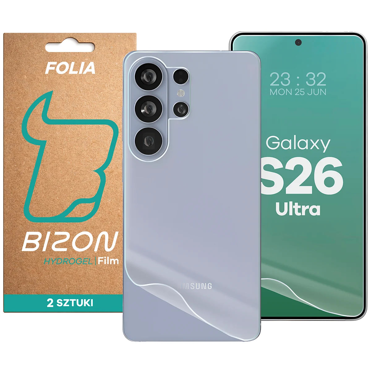 Hydrogel Folie für Display und Rückseite Bizon Film Hydrogel Pack für Galaxy S26 Ultra, 2 Stück