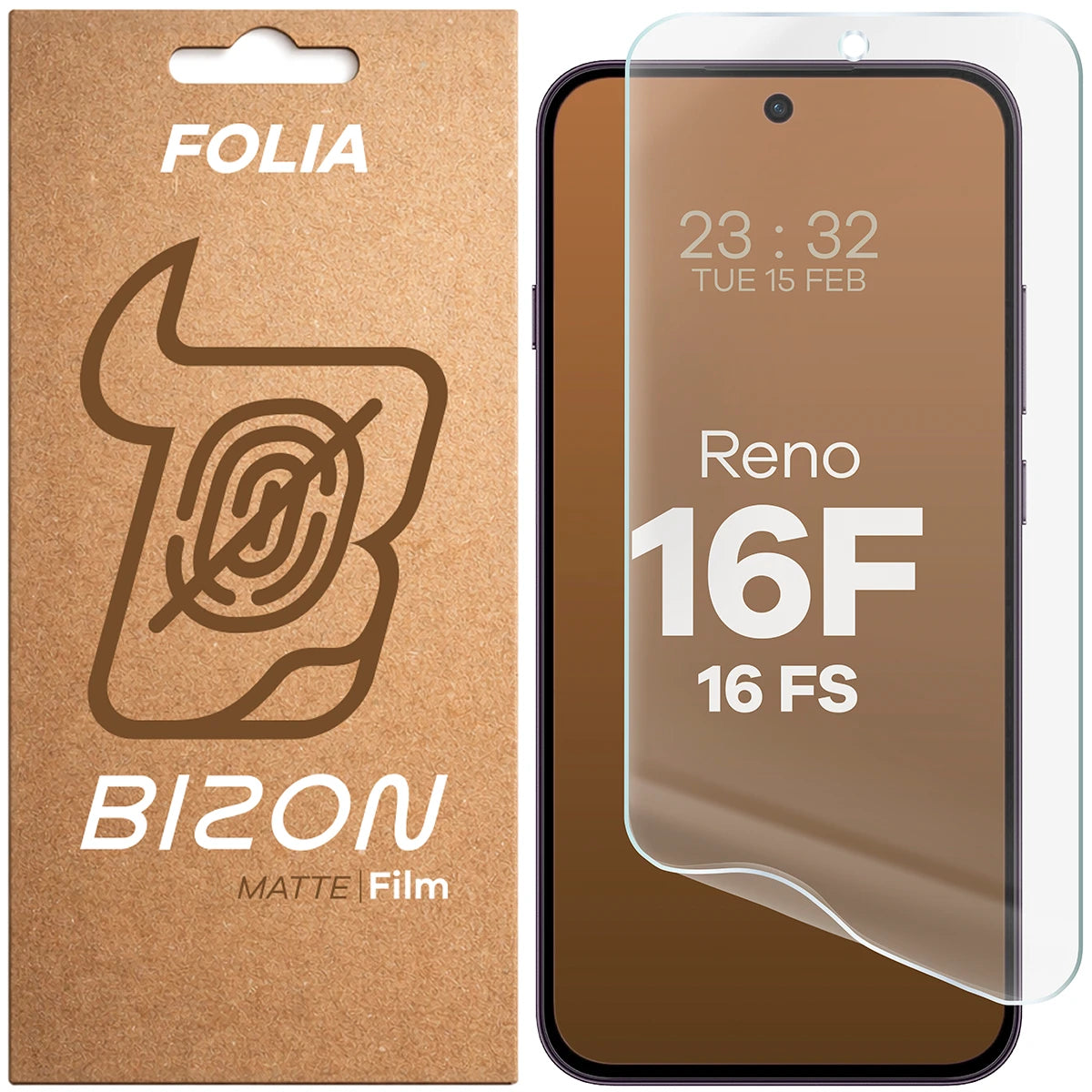 Matte Folie für Oppo Reno16 F / Reno16 FS, Bizon Film Matte, 1 Stück (1/5)