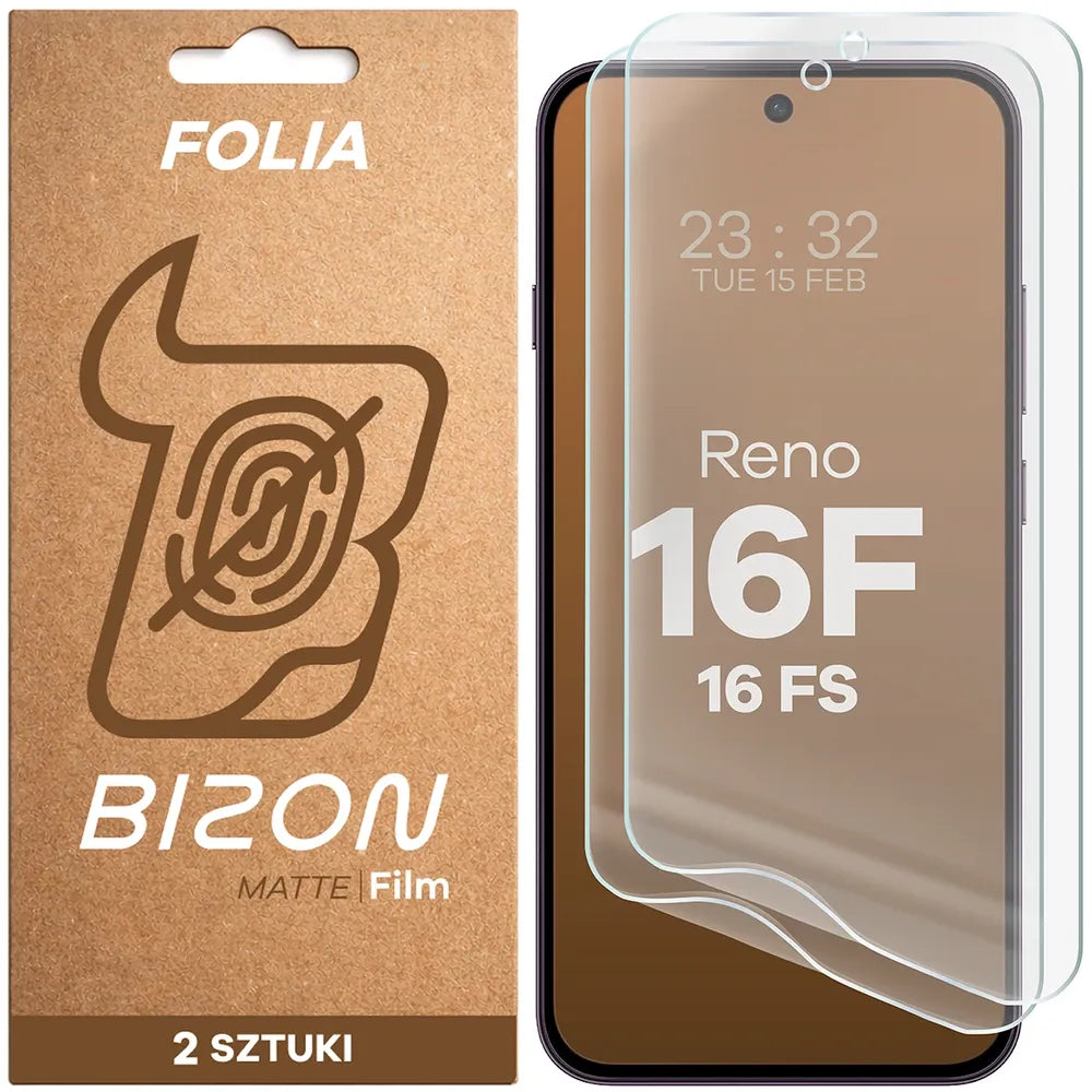 Matte Folie für Oppo Reno16 F / Reno16 FS, Bizon Film Matte Duo, 2 Stück (1/5)