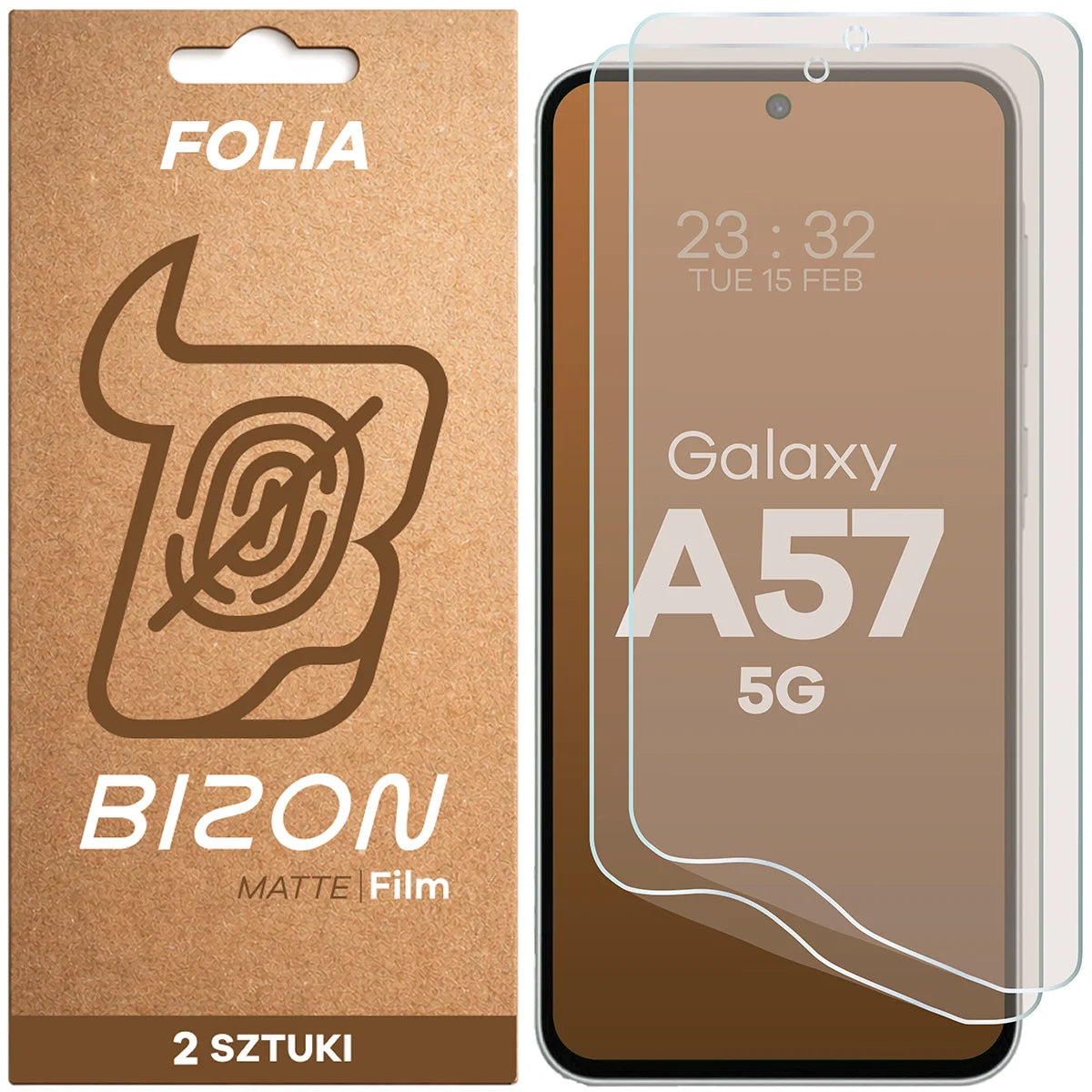 Matte Folie für Galaxy A57 5G, Bizon Film Matte Duo, 2 Stück