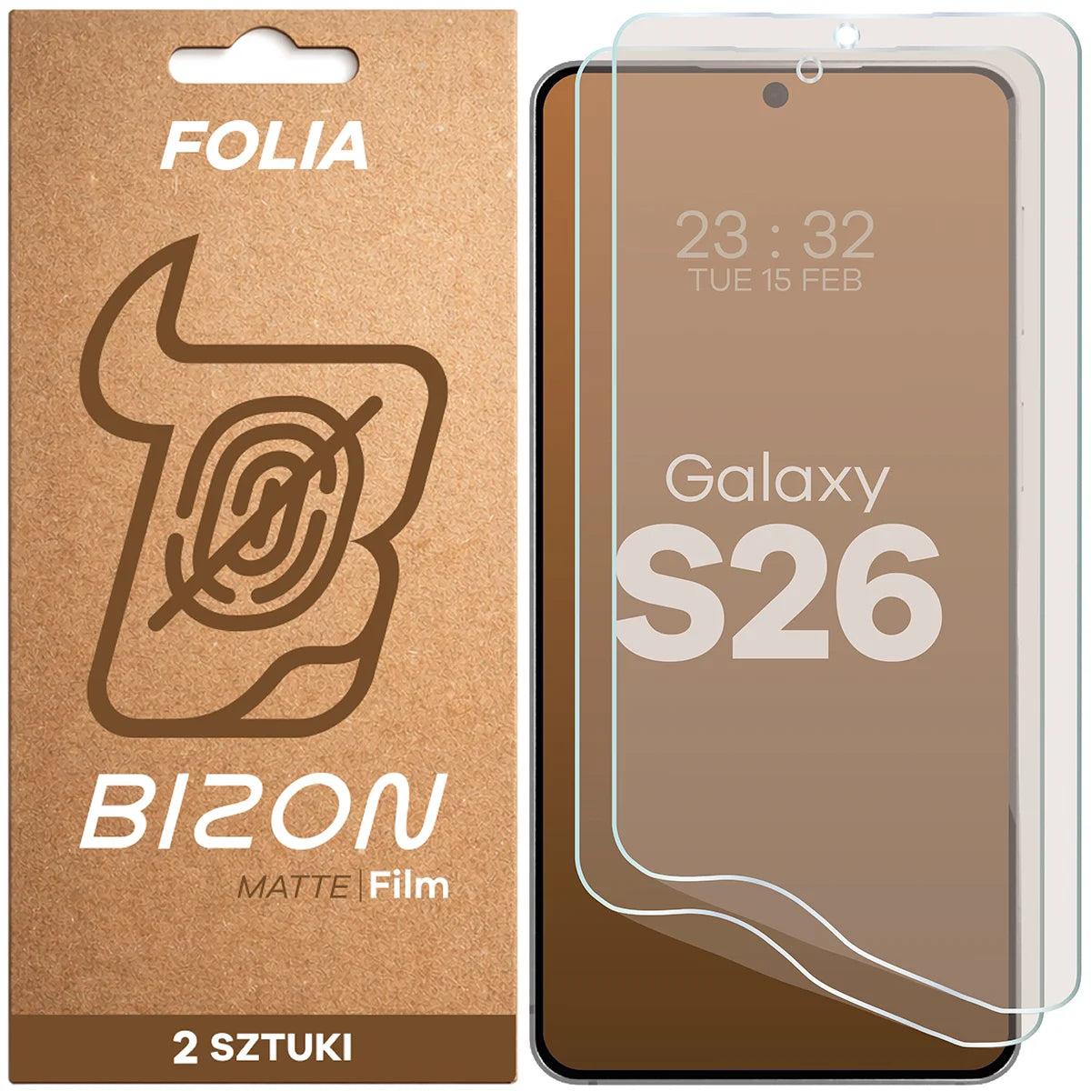 Matte Folie für Galaxy S26, Bizon Film Matte Duo, 2 Stück