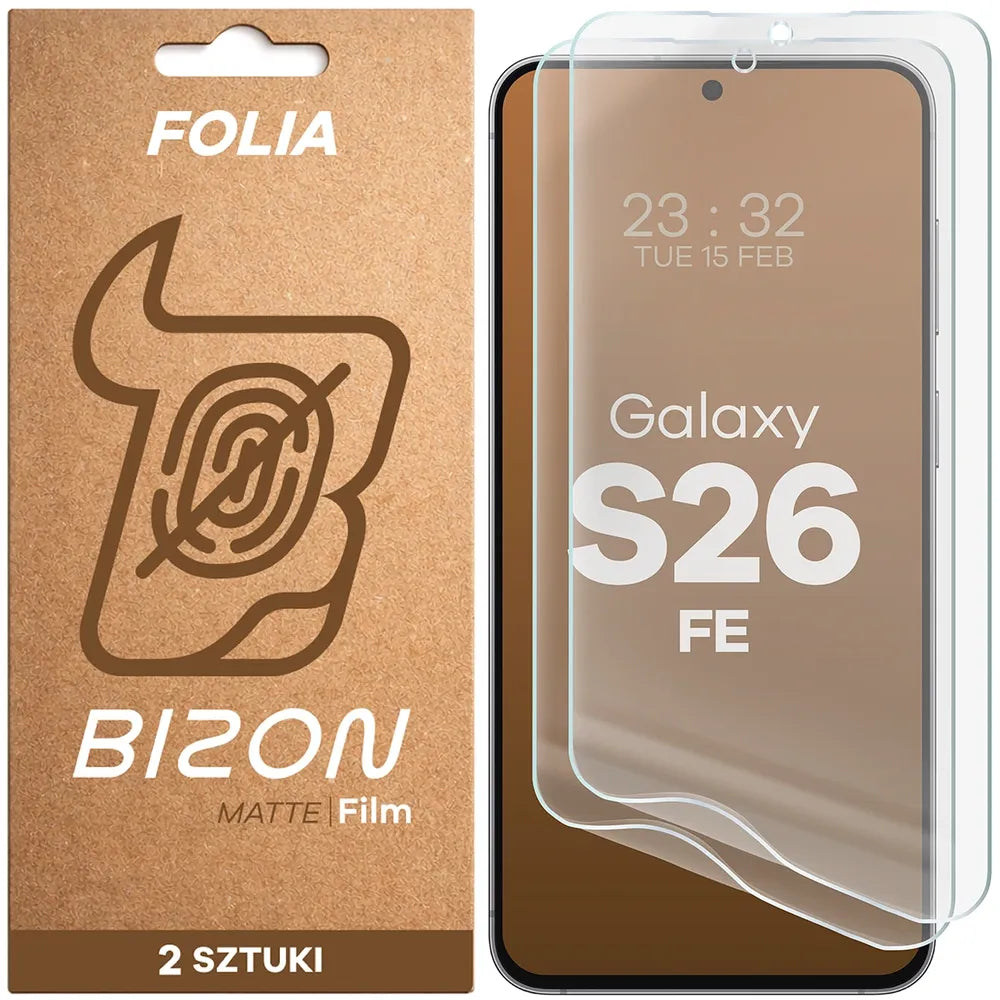 Matte Folie für Galaxy S26 FE, Bizon Film Matte Duo, 2 Stück (1/5)