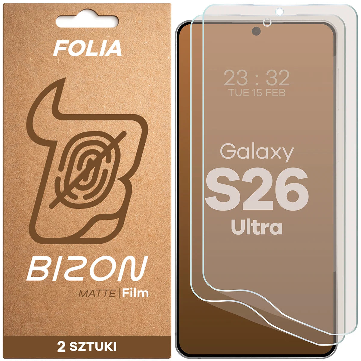 Matte Folie für Galaxy S26 Ultra, Bizon Film Matte Duo, 2 Stück
