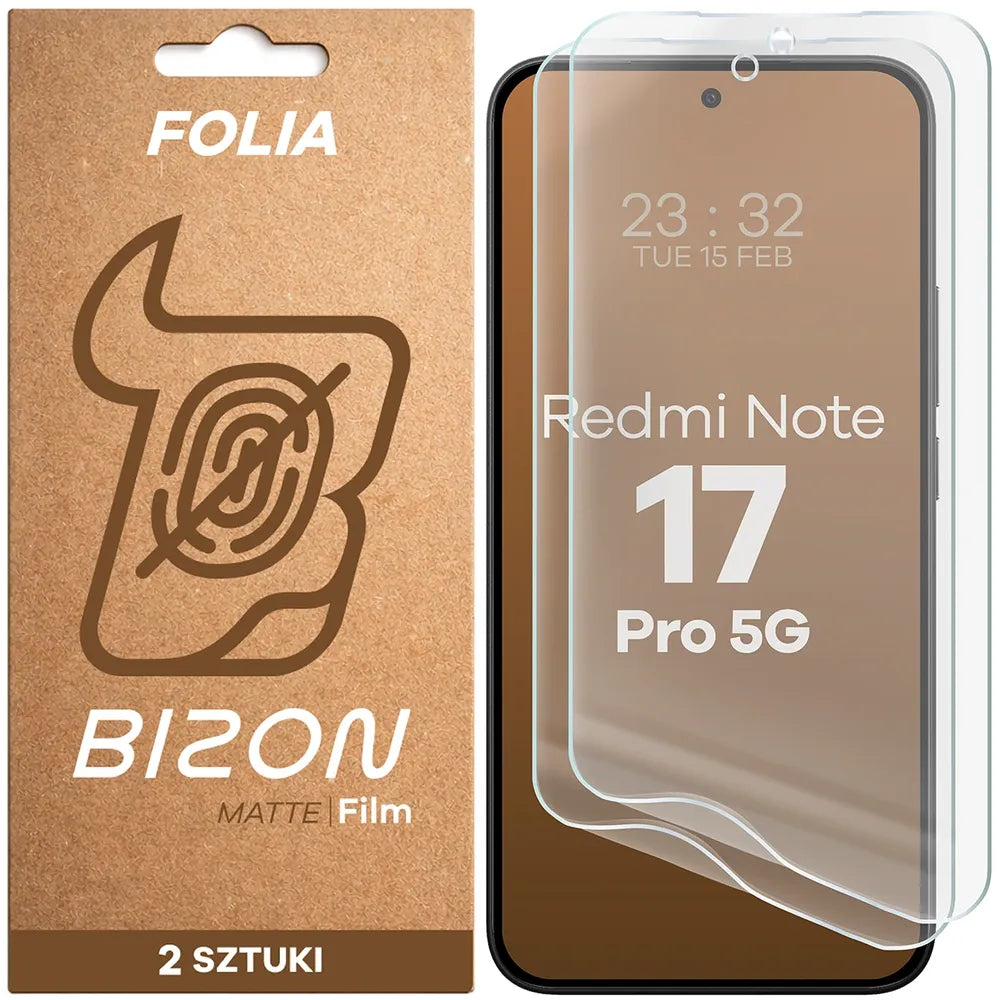 Matte Folie für Xiaomi Redmi Note 17 Pro 5G, Bizon Film Matte Duo, 2 Stück (1/5)