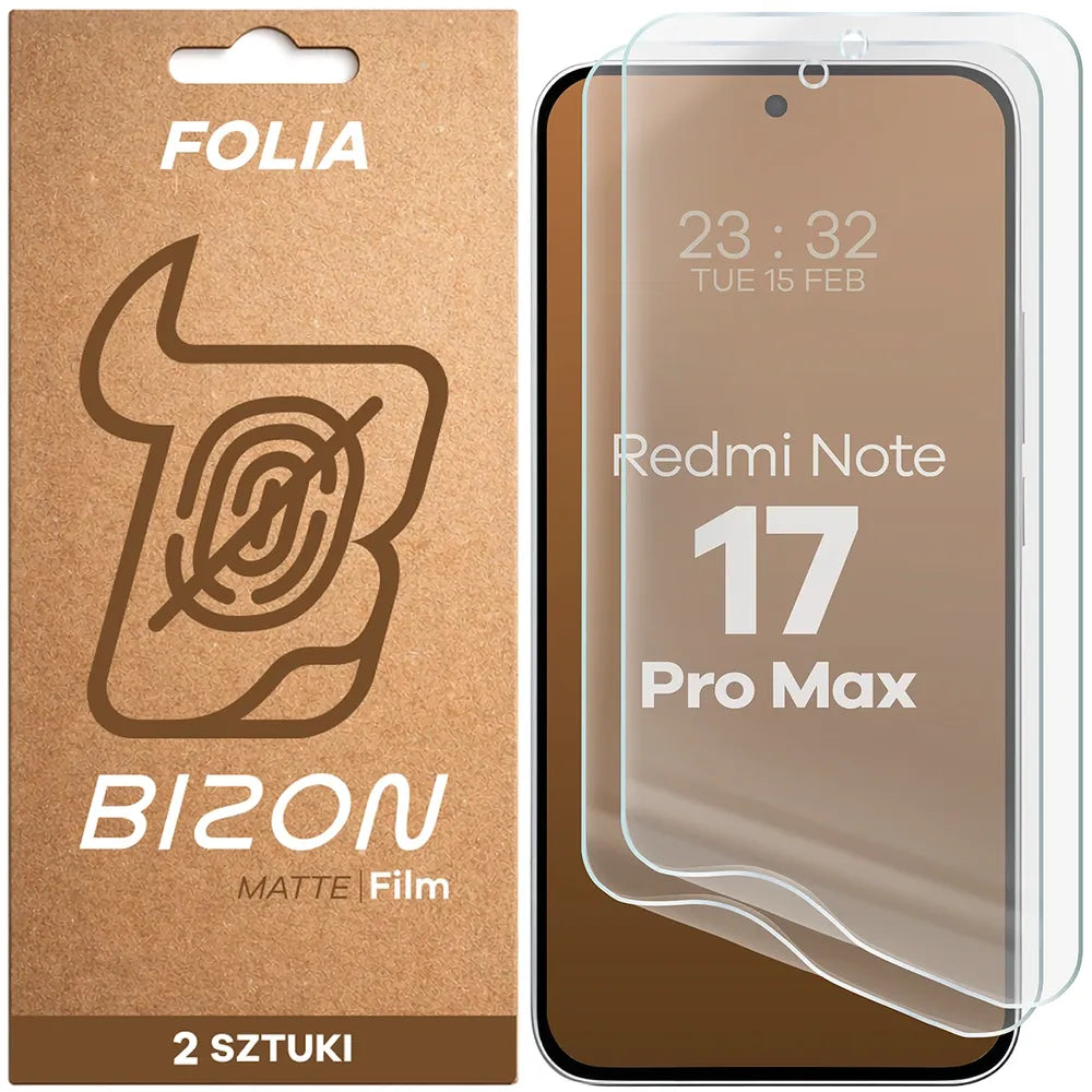 Matte Folie für Xiaomi Redmi Note 17 Pro Max 5G, Bizon Film Matte Duo, 2 Stück (1/5)