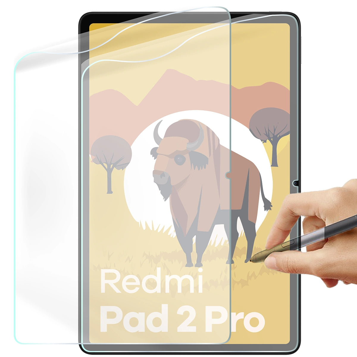 Papierimitationsfolie für Xiaomi Redmi Pad 2 Pro, Bizon Film Tab Papirus Duo, 2 Stück