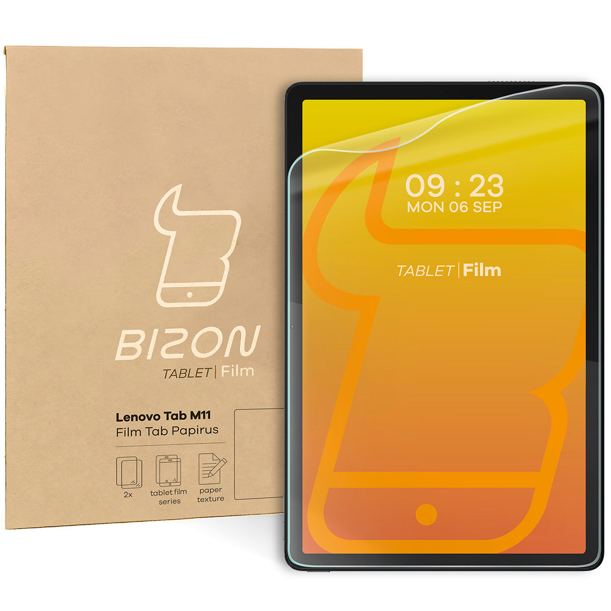 Papierimitationsfolie für Lenovo Tab M11 10,95" 1 gen., Bizon Film Tab Papirus Duo, 2 Stück