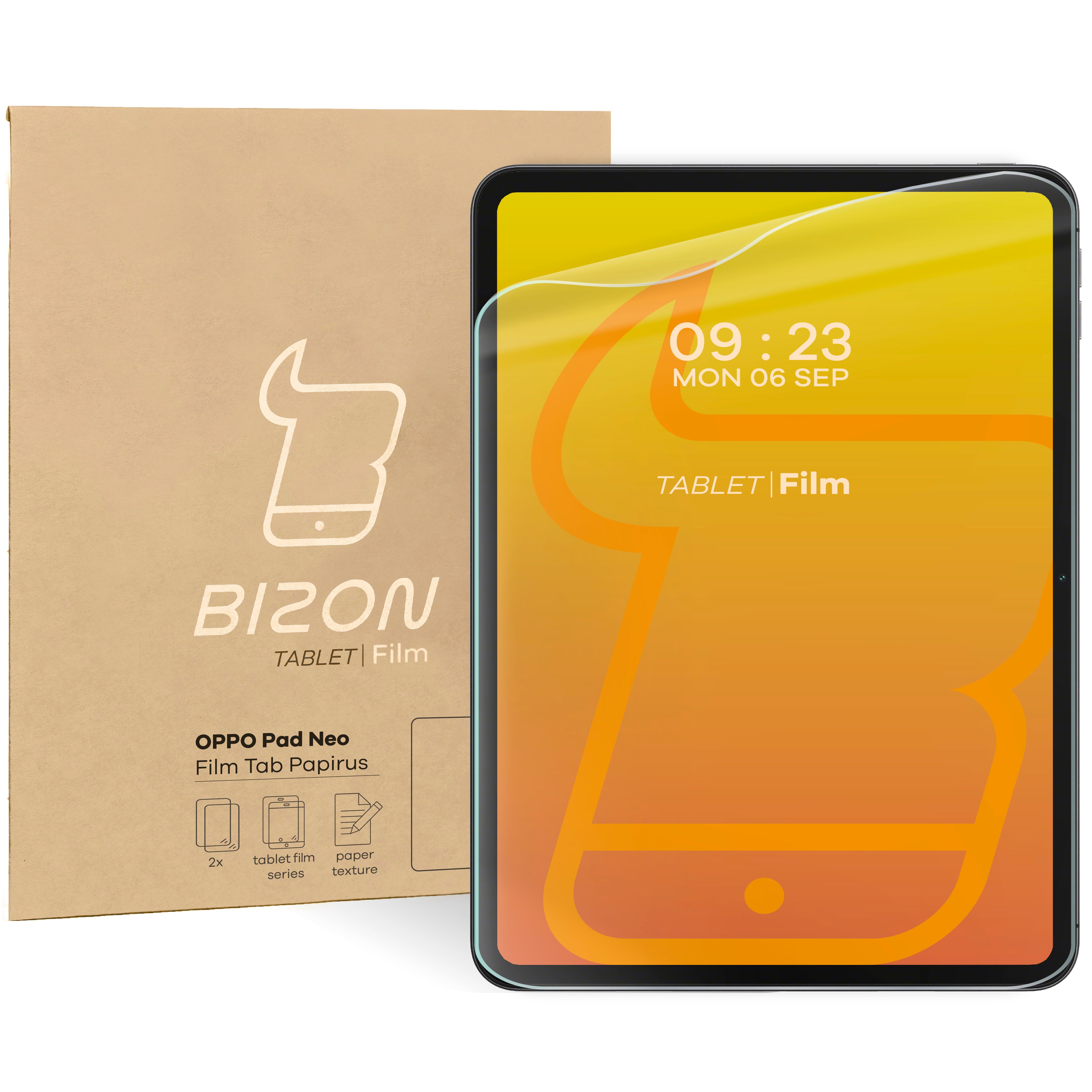 Papierimitationsfolie für OPPO Pad Neo, Bizon Film Tab Papirus Duo, 2 Stück