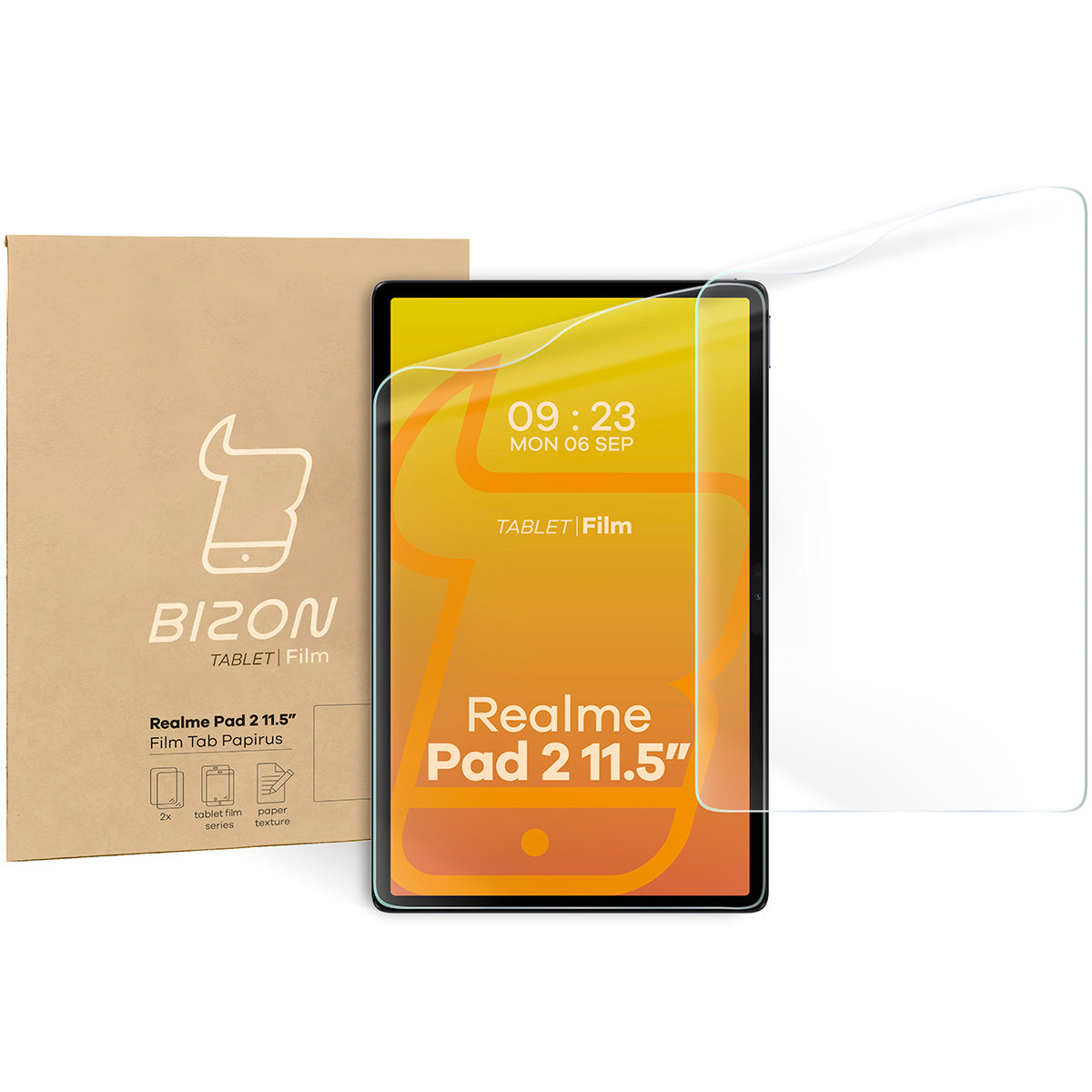 Papierimitationsfolie für Realme Pad 2 11.5, Bizon Film Tab Papirus Duo, 2 Stück