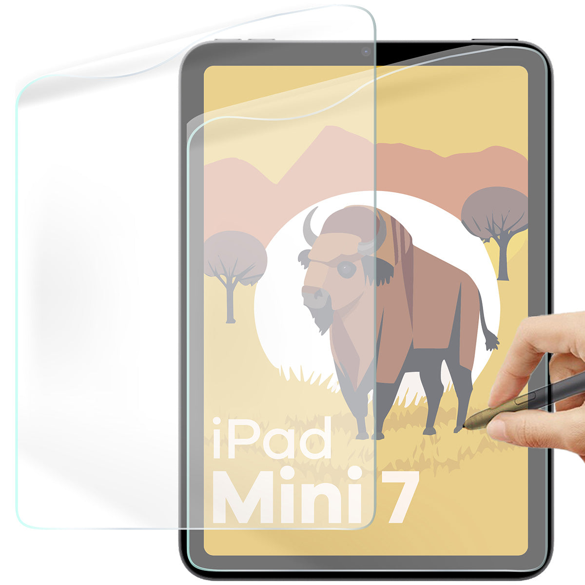 Papierimitationsfolie für iPad Mini 7 gen. 2024 / iPad Mini 6 gen. 2021, Bizon Film Tab Papirus Duo, 2 Stück