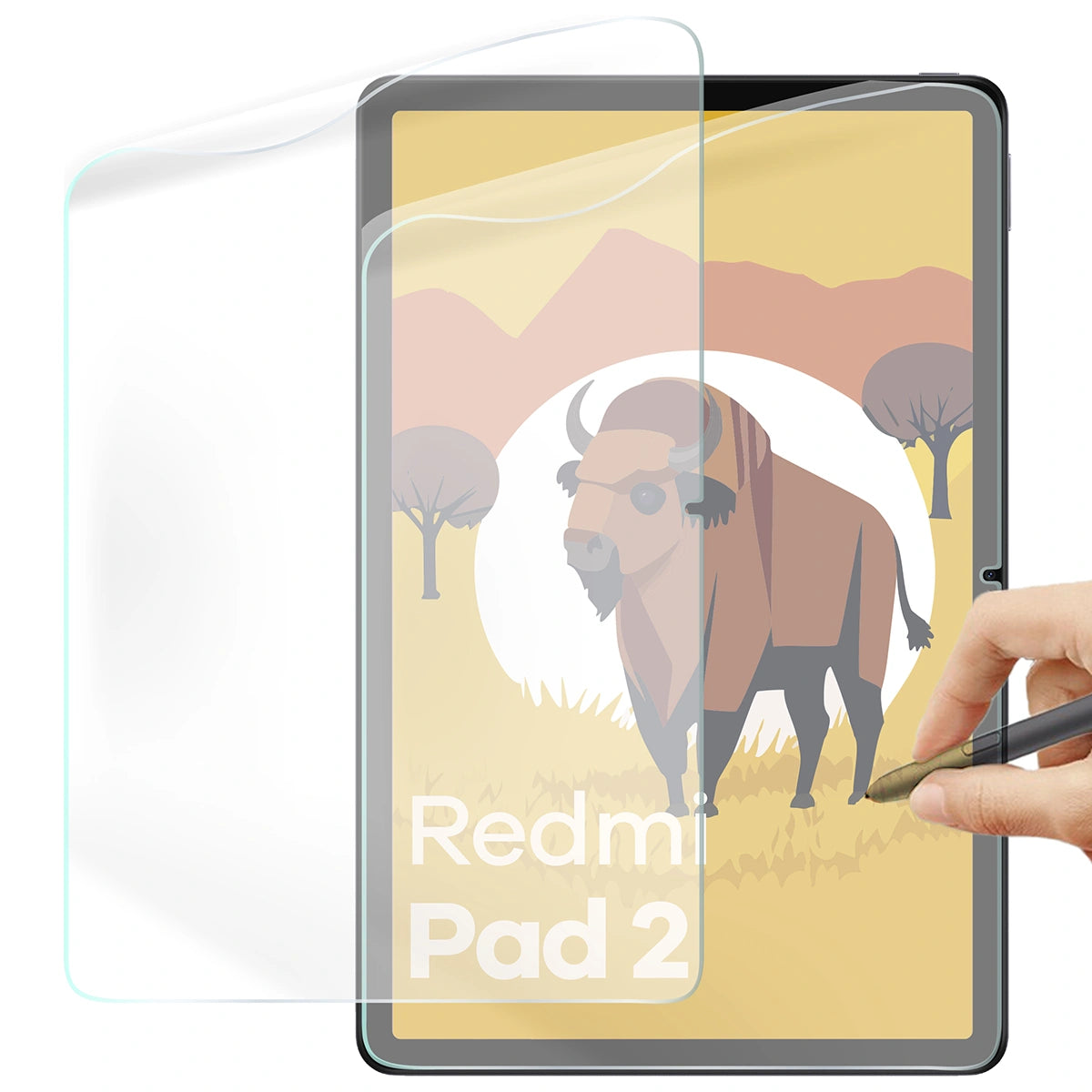 Papierimitationsfolie für Xiaomi Redmi Pad 2, Bizon Film Tab Papirus Duo, 2 Stück