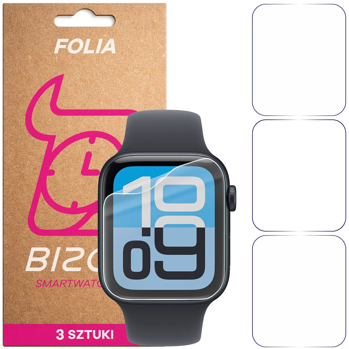 Schutzfolie für den Bildschirm für Apple Watch 4/5/6/7/8/9/SE/SE 2/SE3 40 / 41 mm, Bizon Watch HydroFlex, 3 Stück