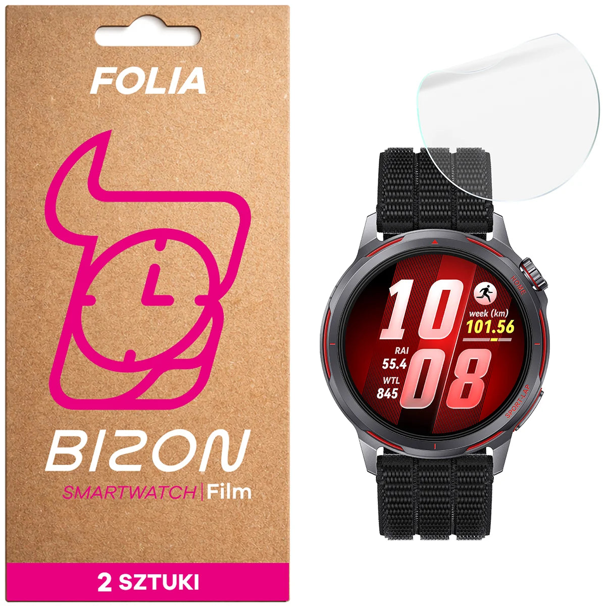 Hydrogel Folie für den Bildschirm für Huawei Watch GT Runner 2, Bizon Watch Film Hydrogel Duo, 2 Stück