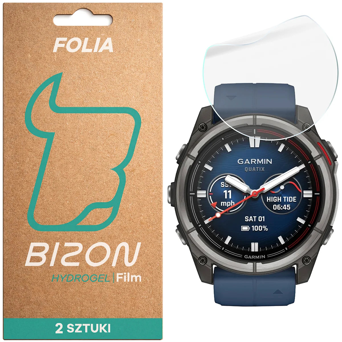 Hydrogel Folie für den Bildschirm für Garmin Quatix 8 Pro 47 mm, Bizon Watch Film Hydrogel Duo, 2 Stück