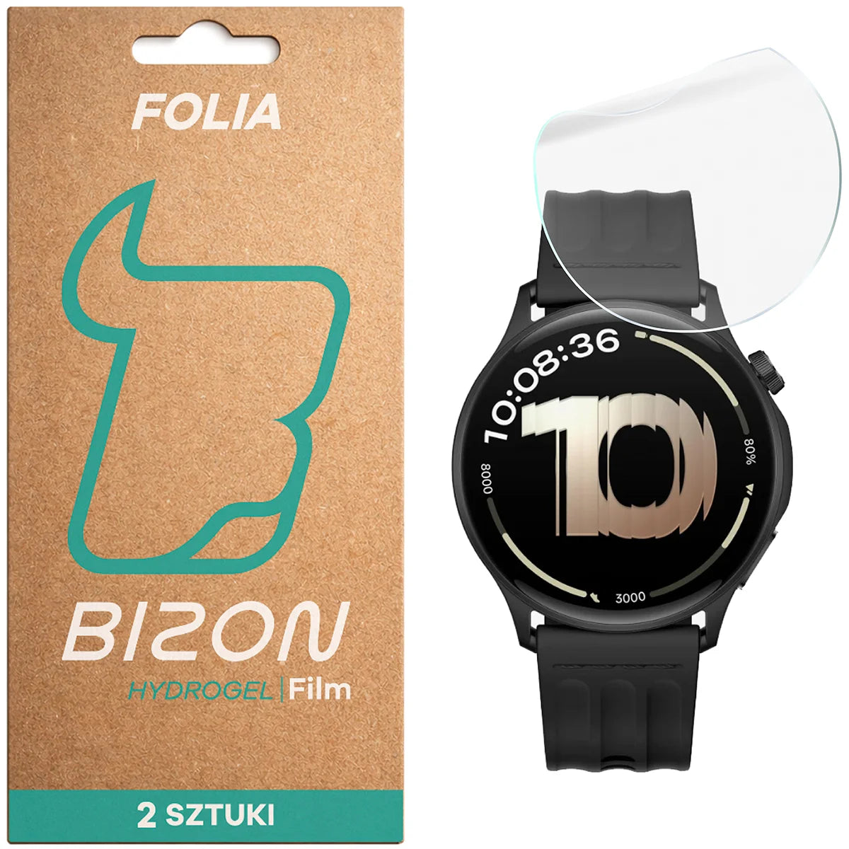 Hydrogel Folie für den Bildschirm für OnePlus Watch Lite 45 mm / Oppo Watch S 45 mm, Bizon Watch Film Hydrogel Duo, 2 Stück