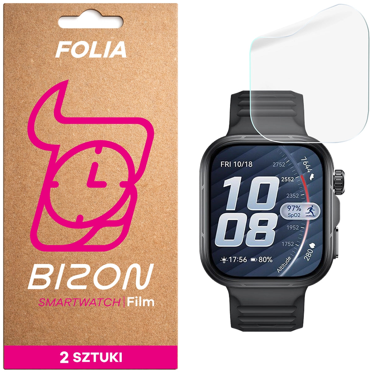 Hydrogel Folie für den Bildschirm für Huawei Watch Fit 5 Pro, Bizon Watch Film Hydrogel Duo, 2 Stück