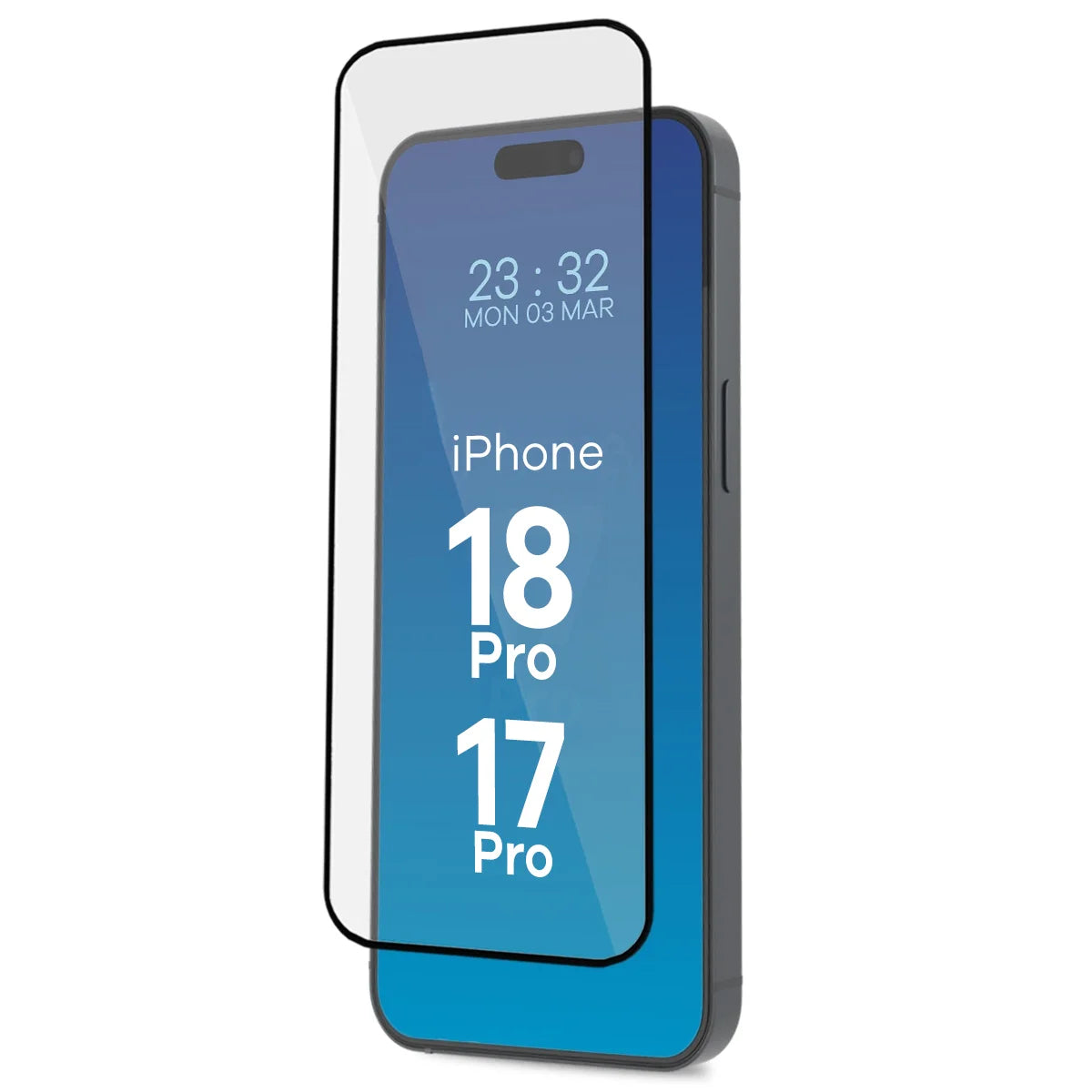 Gehärtetes Glas mit Rahmen zum einfachen Auftragen für iPhone 18 Pro / 17 Pro, Bizon Glass Aplikator, 2 Stück