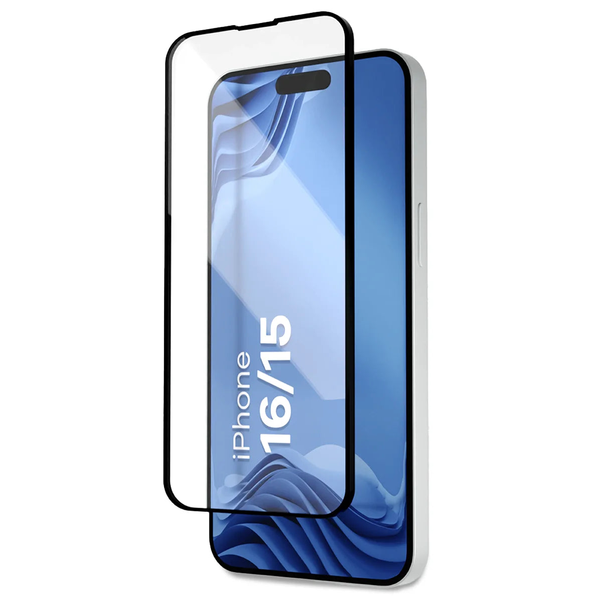 Gehärtetes Glas mit Applikationsrahme für iPhone 15 / 16, Bizon Glass Aplikator Edge, 2 Sets