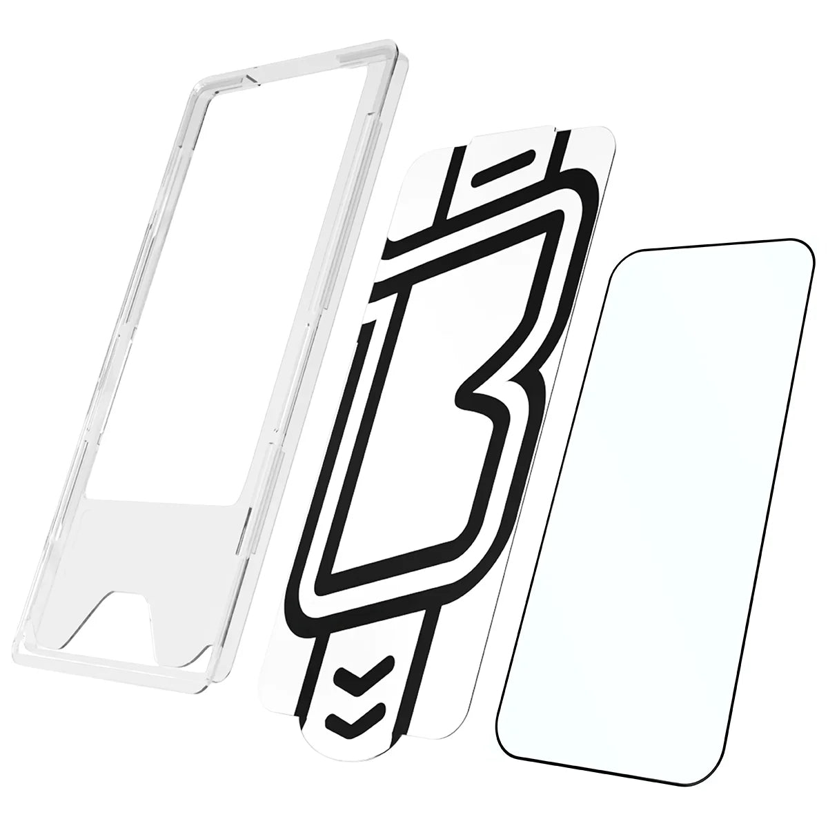 Gehärtetes Glas mit Applikationsrahme für iPhone 18 Pro Max / 17 Pro Max, Bizon Glass Aplikator Edge, 2 Sets
