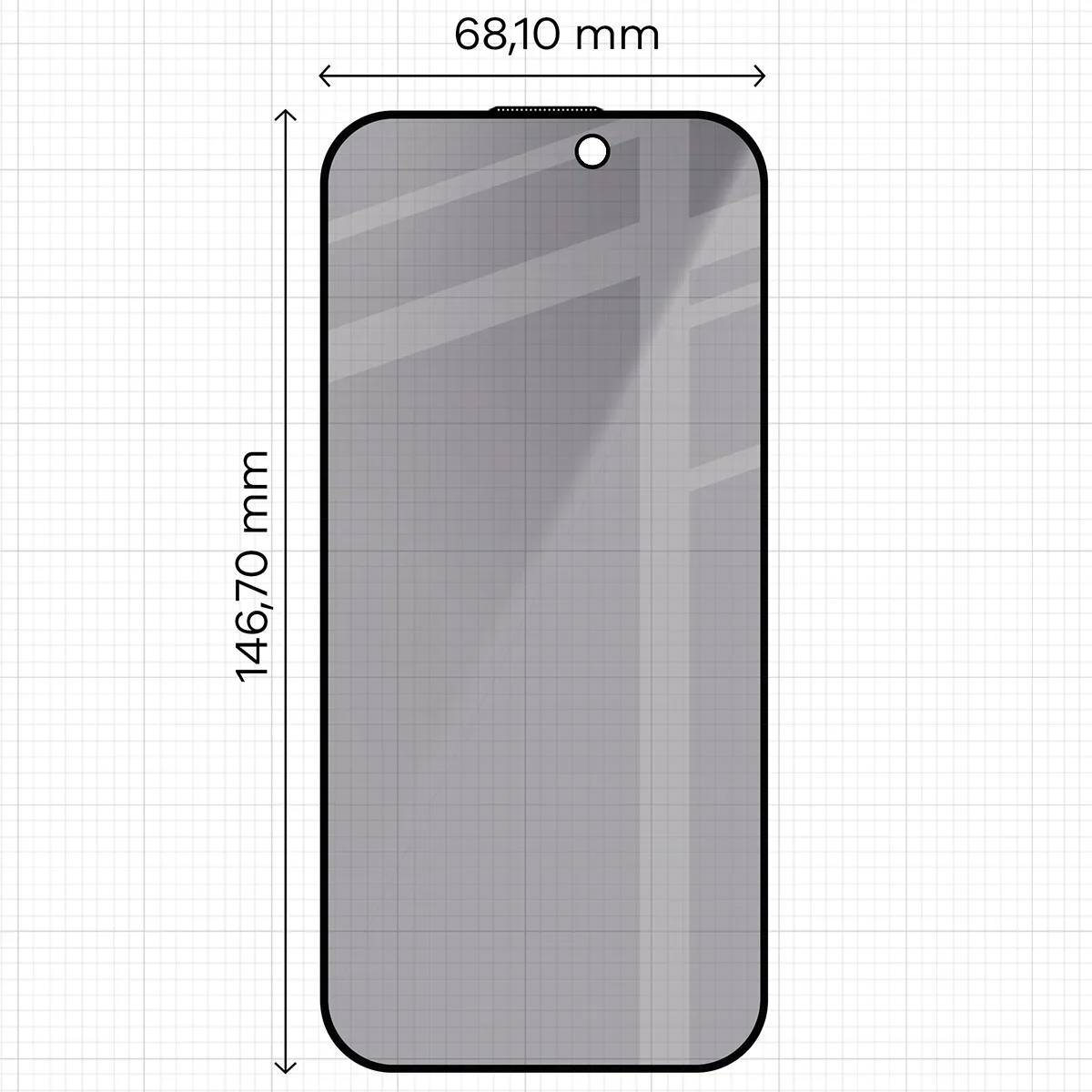 Gehärtetes Glas mit Privatschutzfilter und Applikationsrahmen für iPhone 16 Pro, Bizon Glass Aplikator Shadow, 1 Set