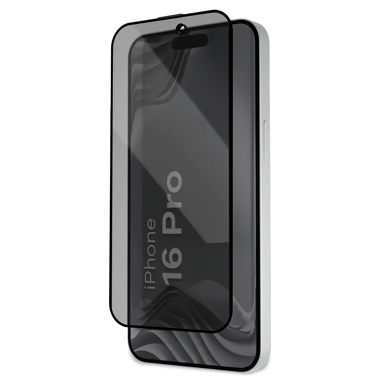 Gehärtetes Glas mit Privatschutzfilter und Applikationsrahmen für iPhone 16 Pro, Bizon Glass Aplikator Shadow, 1 Set