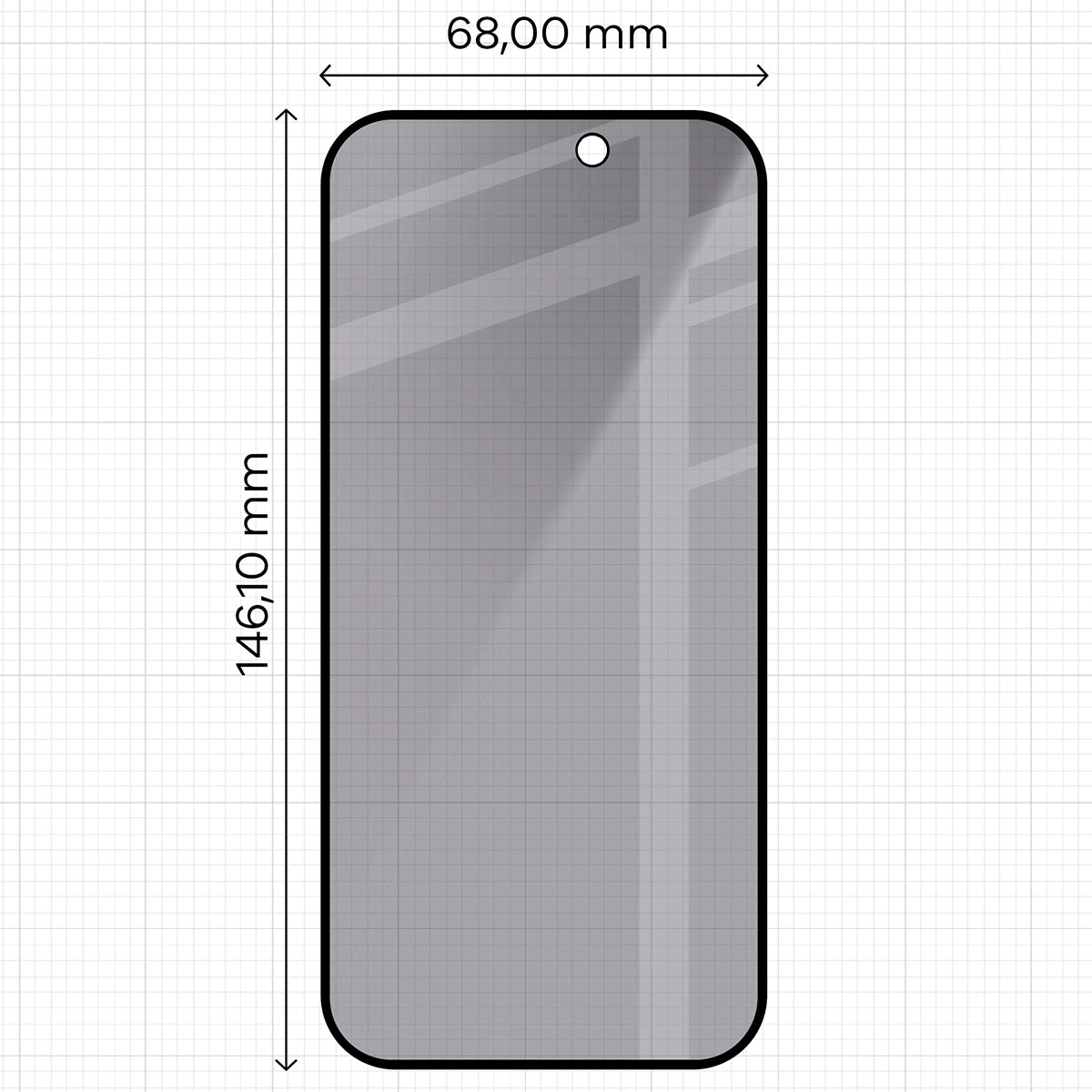 Gehärtetes Glas mit Privatschutzfilter und Applikationsrahmen für iPhone 16 Pro / 17, Bizon Glass Aplikator Shadow, 1 Set