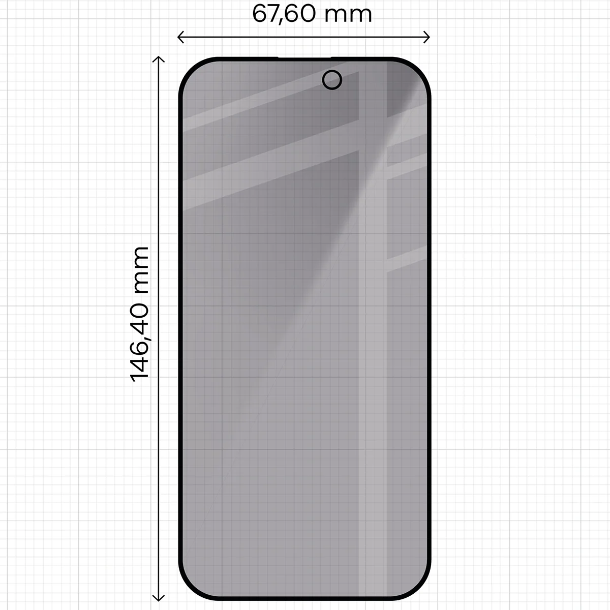 Gehärtetes Glas mit Privatschutzfilter und Applikationsrahmen für iPhone 17 Pro, Bizon Glass Aplikator Shadow, 1 Set