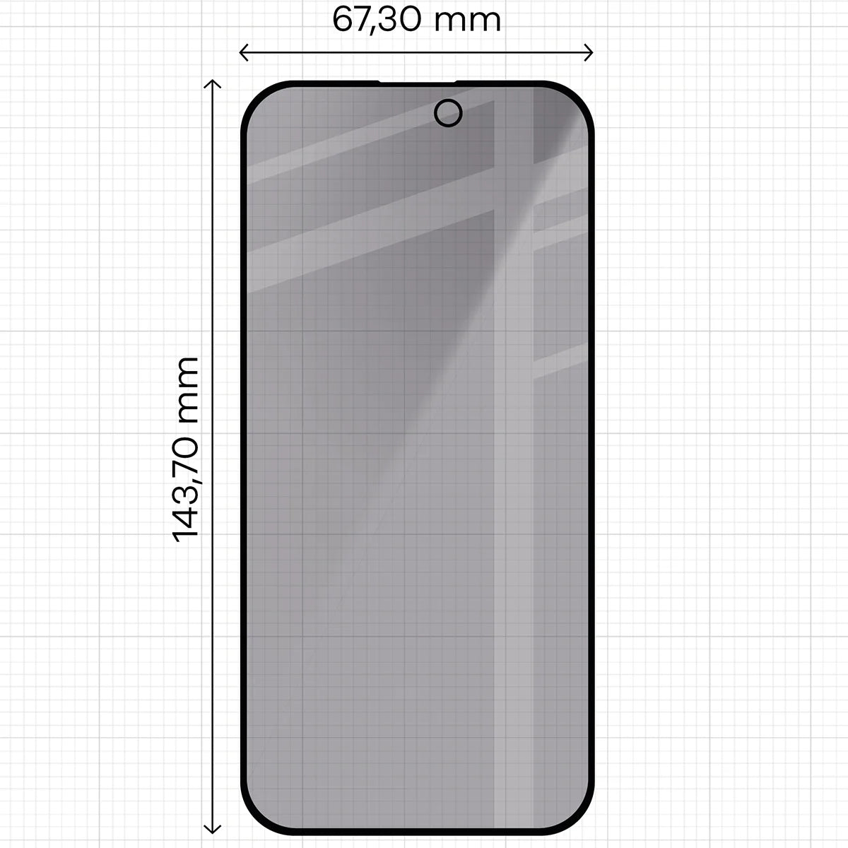 Gehärtetes Glas mit Privatschutzfilter und Applikationsrahmen für iPhone 15 Pro, Bizon Glass Aplikator Shadow, 2 Sets
