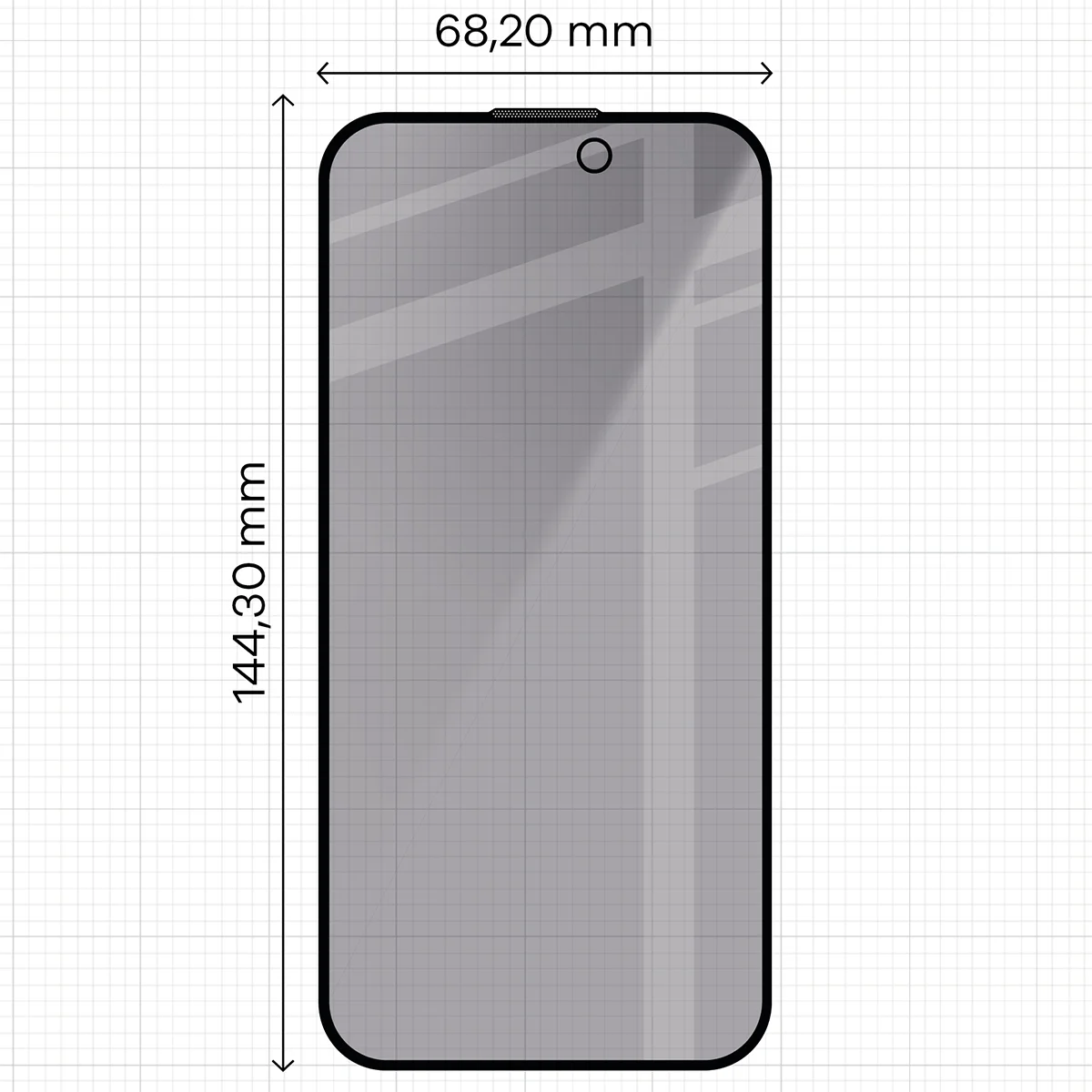 Gehärtetes Glas mit Privatschutzfilter und Applikationsrahmen für iPhone 15 / 16, Bizon Glass Aplikator Shadow, 2 Sets