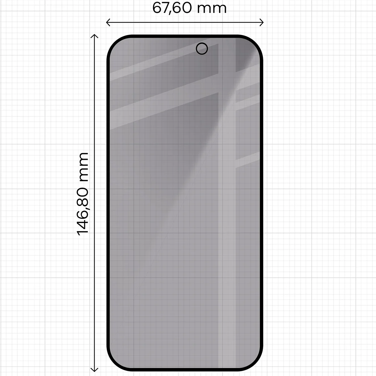 Gehärtetes Glas mit Privatschutzfilter und Applikationsrahmen für iPhone 18 Pro, Bizon Glass Aplikator Shadow, 2 Sets (2/7)