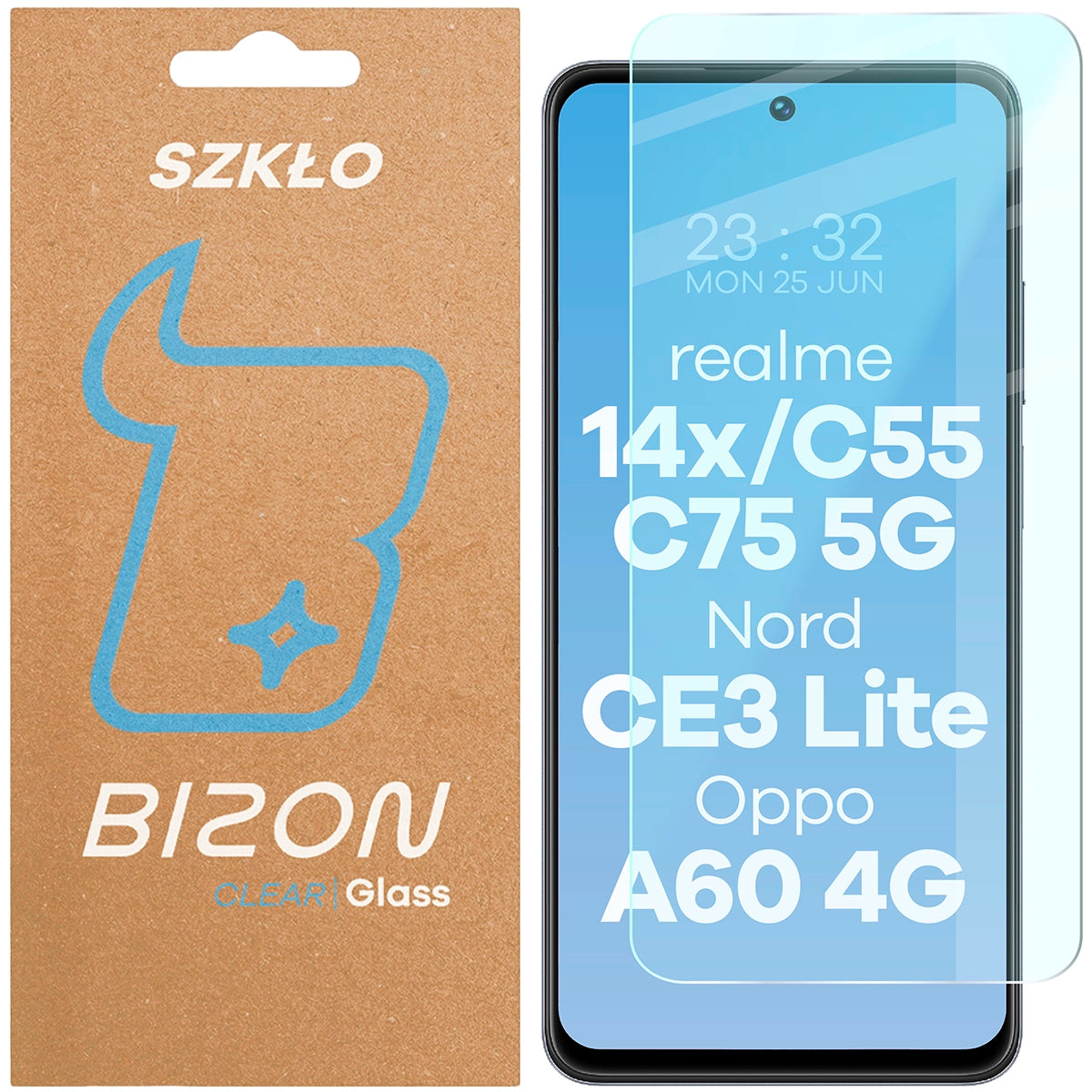 Gehärtetes Glas Bizon Glass Clear für Realme 14x 5G / C55 / C75 / OnePlus Nord CE 3 Lite / Oppo A60 4G