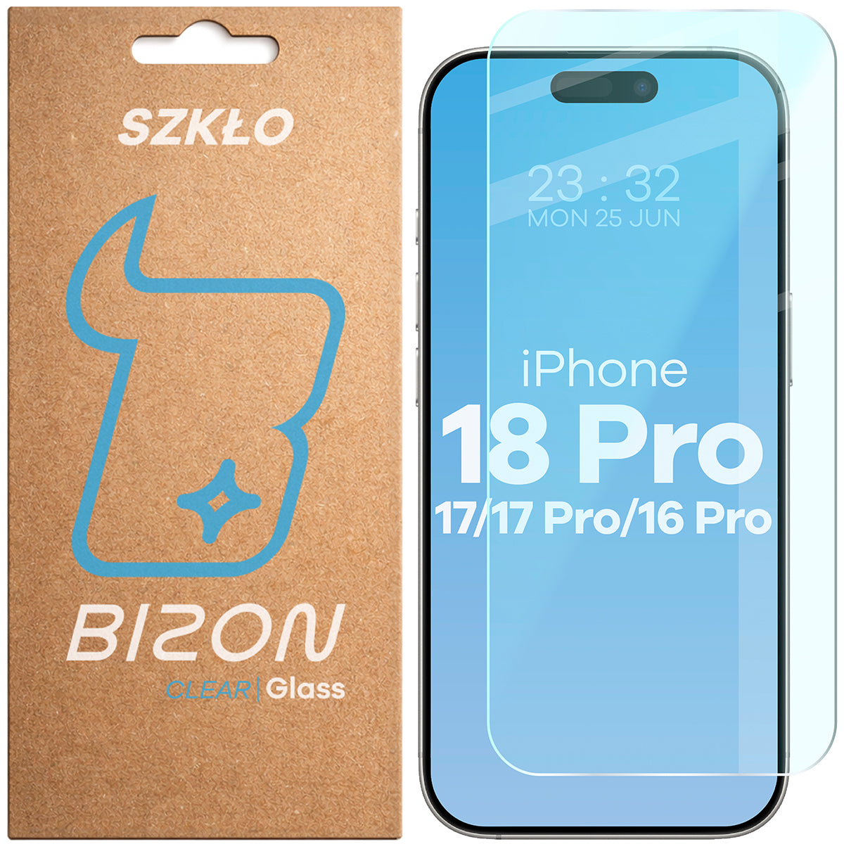Gehärtetes Glas für iPhone 18 Pro / 17 Pro / 17 / 16 Pro, Bizon Glass Clear