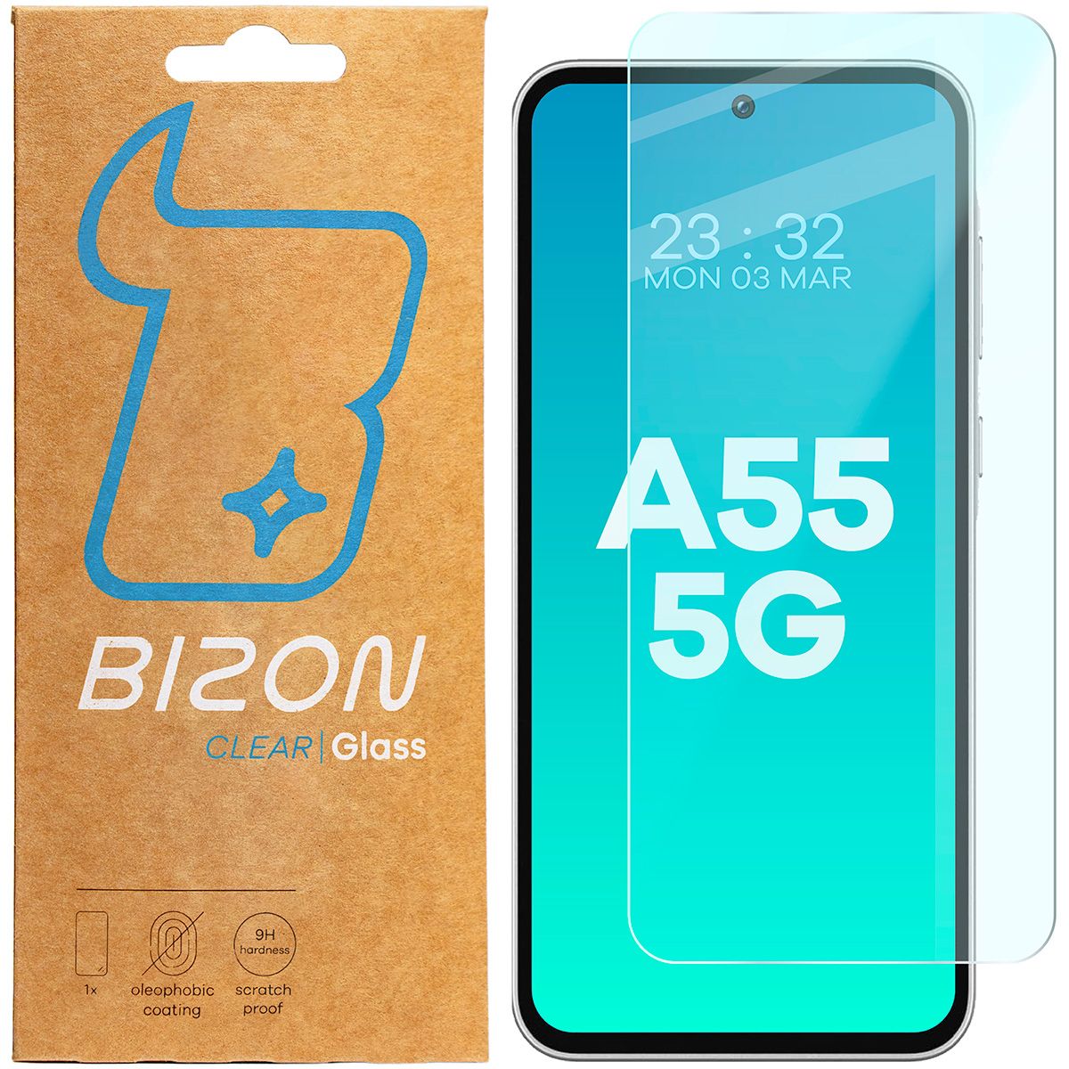 Gehärtetes Glas für Galaxy A55 5G, Bizon Glass Clear