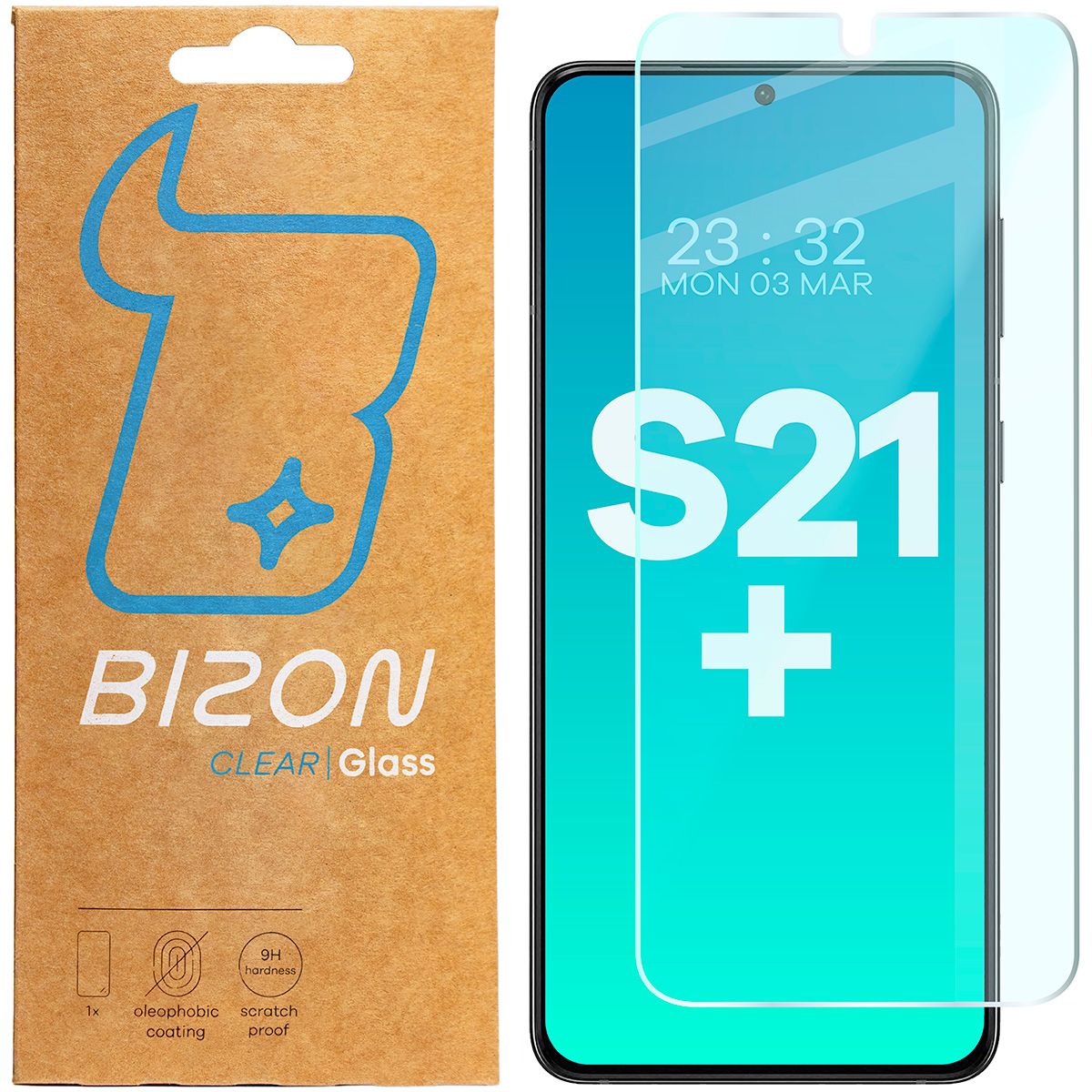 Gehärtetes Glas für Galaxy S21 Plus, Bizon Glass Clear