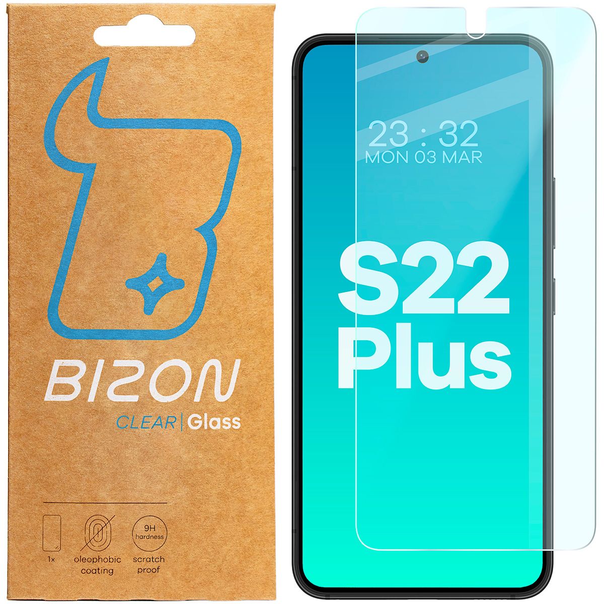 Gehärtetes Glas für Galaxy S22 Plus, Bizon Glass Clear
