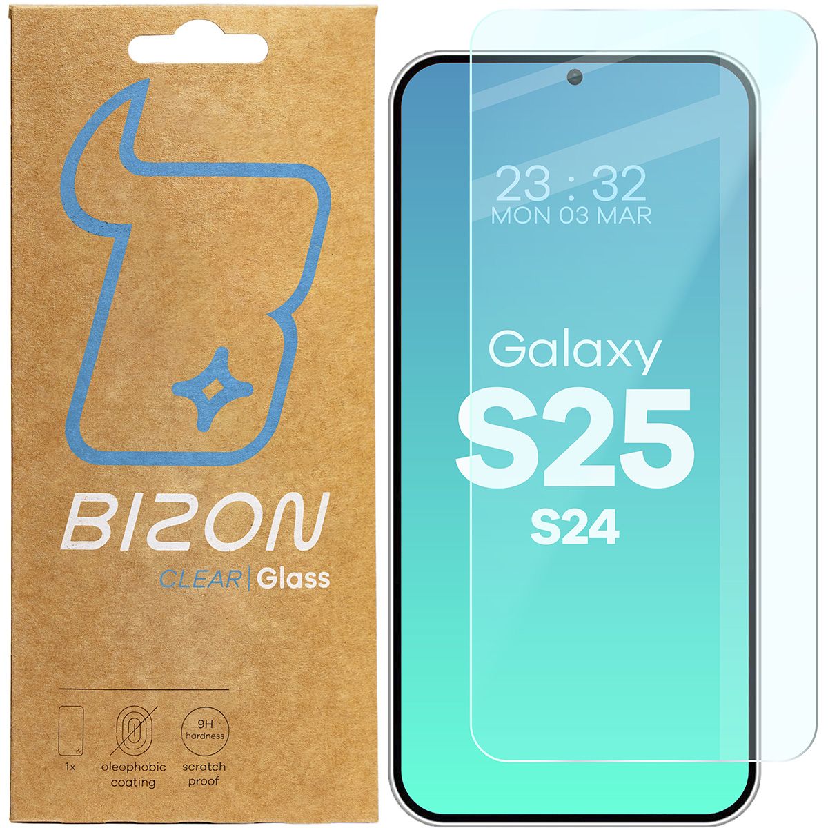 Gehärtetes Glas für Galaxy S25 / S24, Bizon Glass Clear