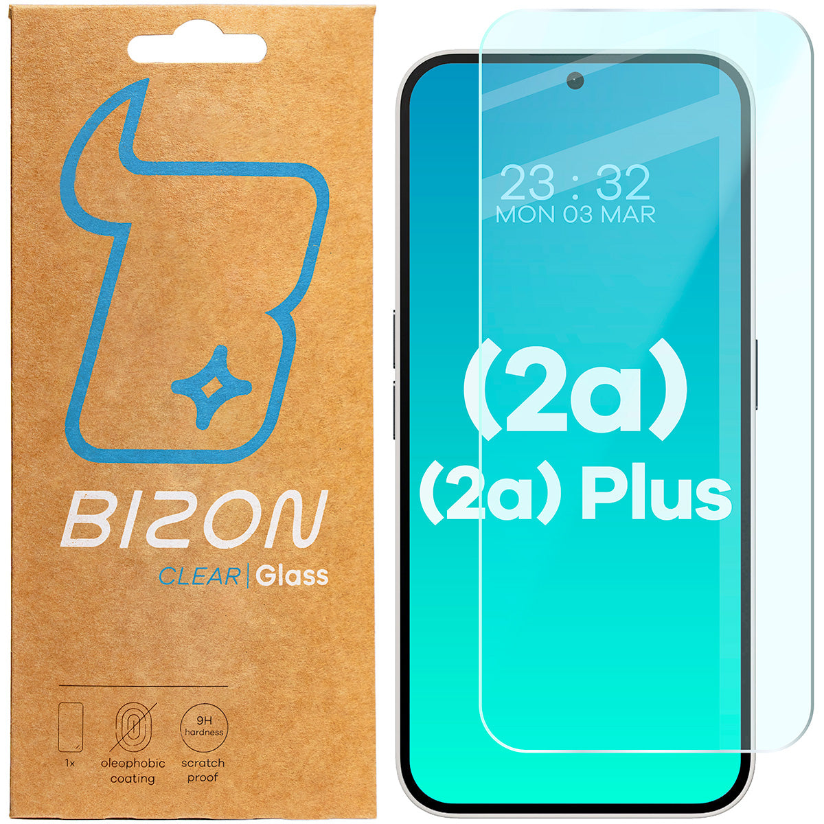 Gehärtetes Glas für Nothing Phone (2a) / (2a) Plus, Bizon Glass Clear
