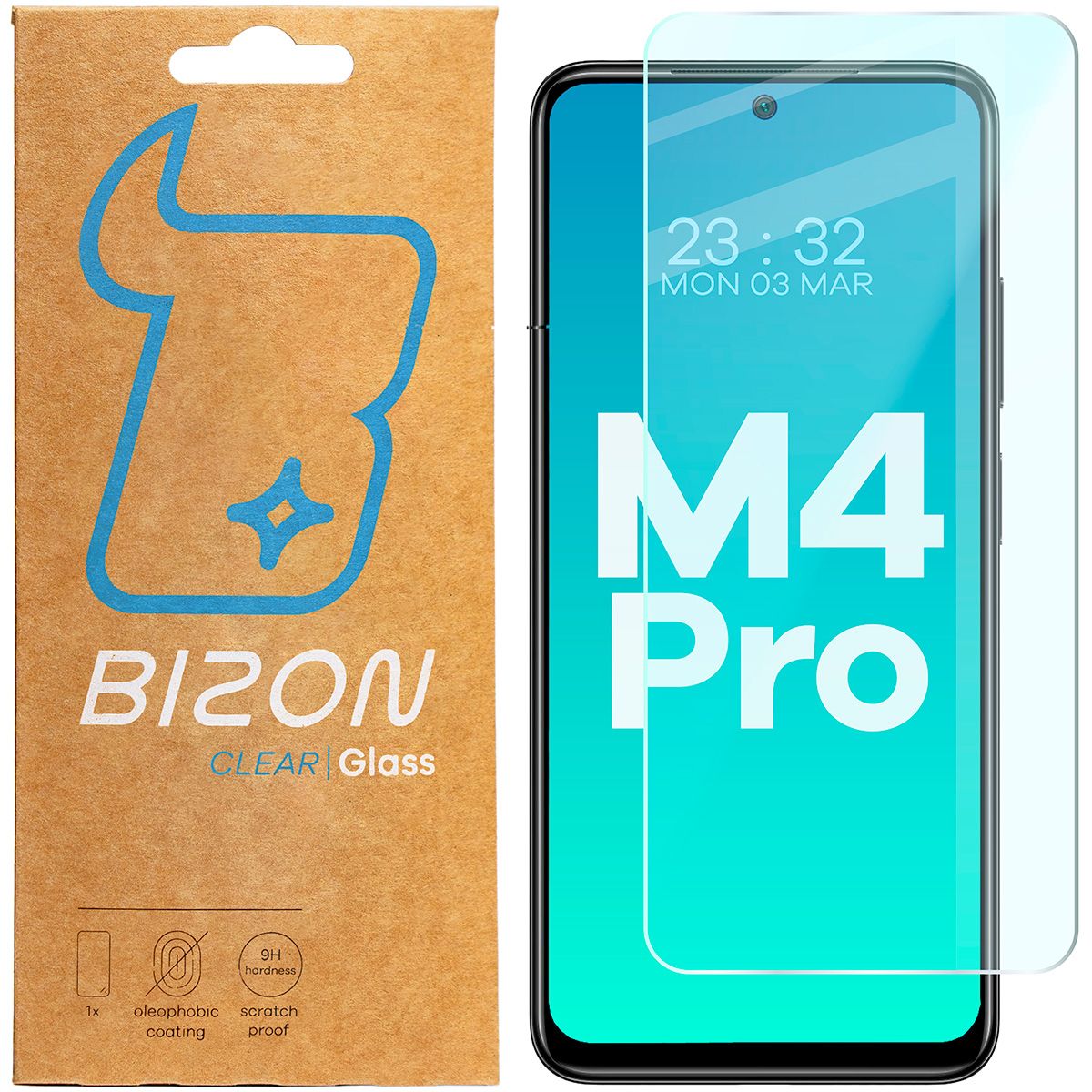 Gehärtetes Glas für Xiaomi Poco M4 Pro, Bizon Glass Clear