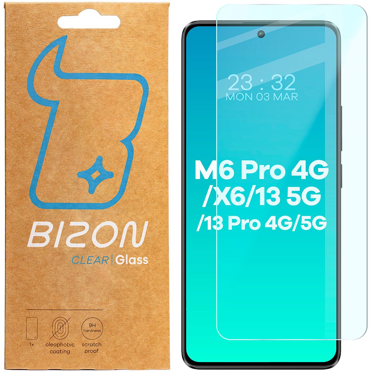 Gehärtetes Glas für Poco X6 / Poco M6 Pro 4G / Redmi Note 13 5G / Redmi Note 13 Pro 4G/5G, Bizon Glass Clear