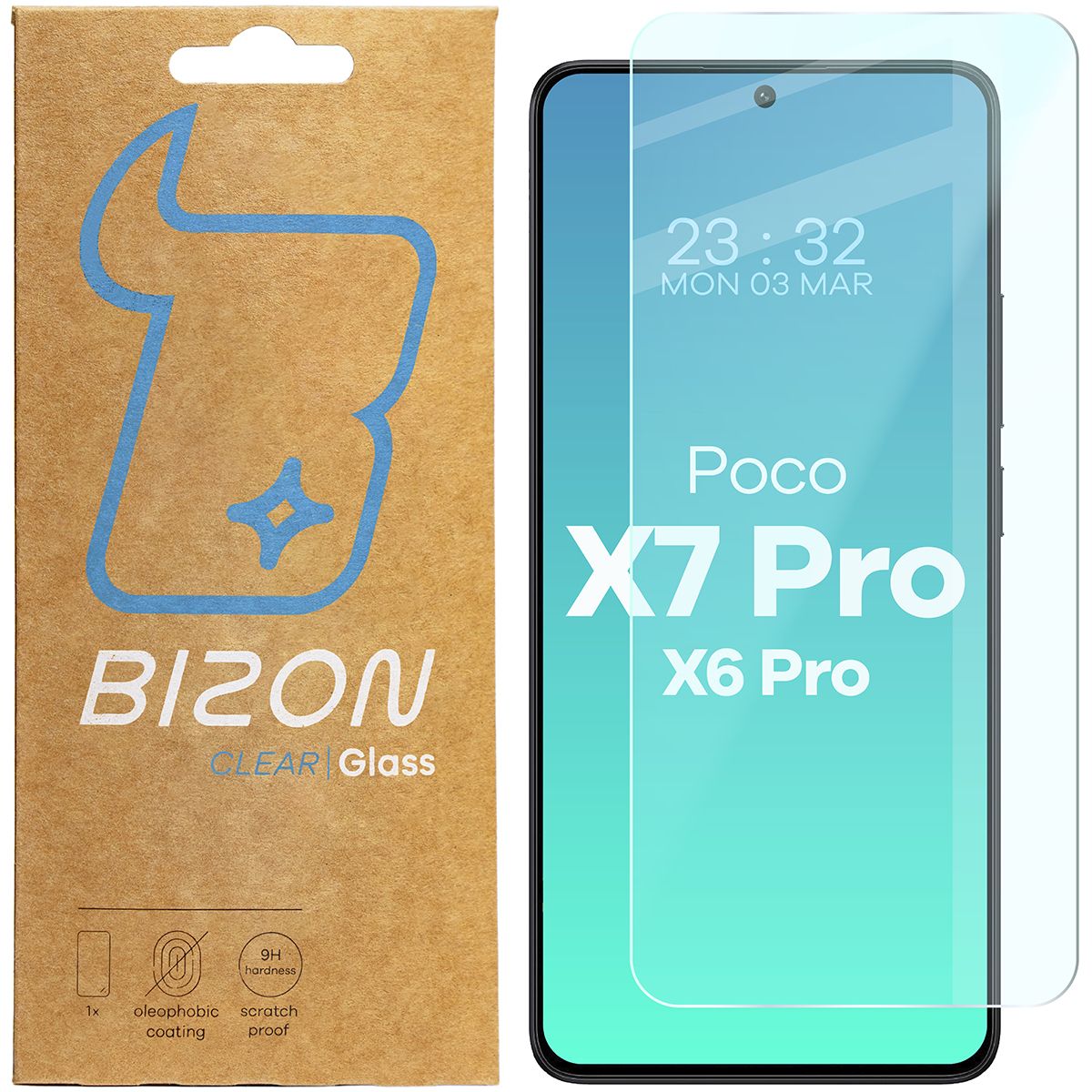Gehärtetes Glas für Xiaomi Poco X6 Pro / X7 Pro, Bizon Glass Clear