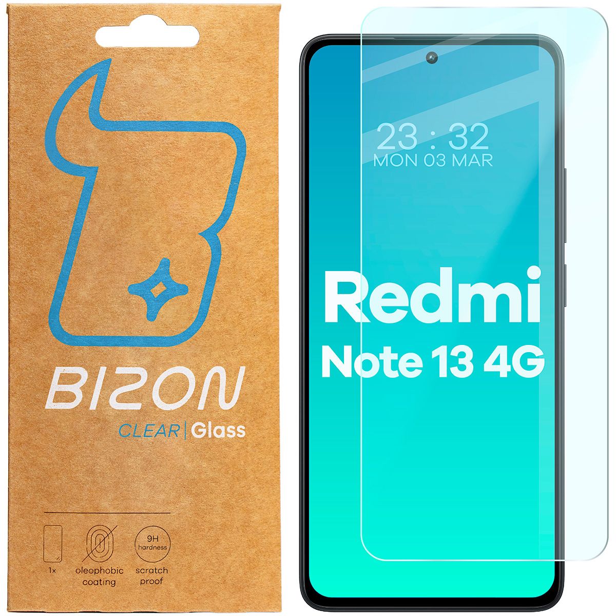 Gehärtetes Glas für Xiaomi Redmi Note 13 4G, Bizon Glass Clear